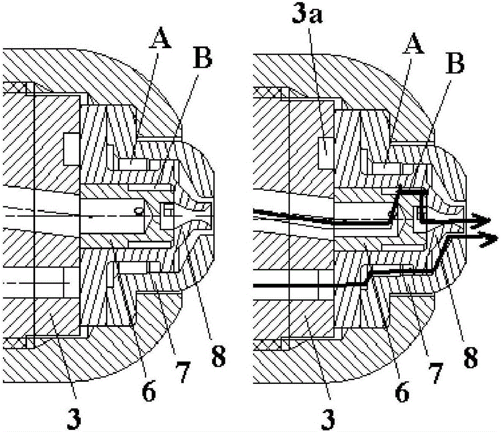 Double-oil-channel centrifugal nozzle structure adopting integrated design of main oil channel and auxiliary oil channel