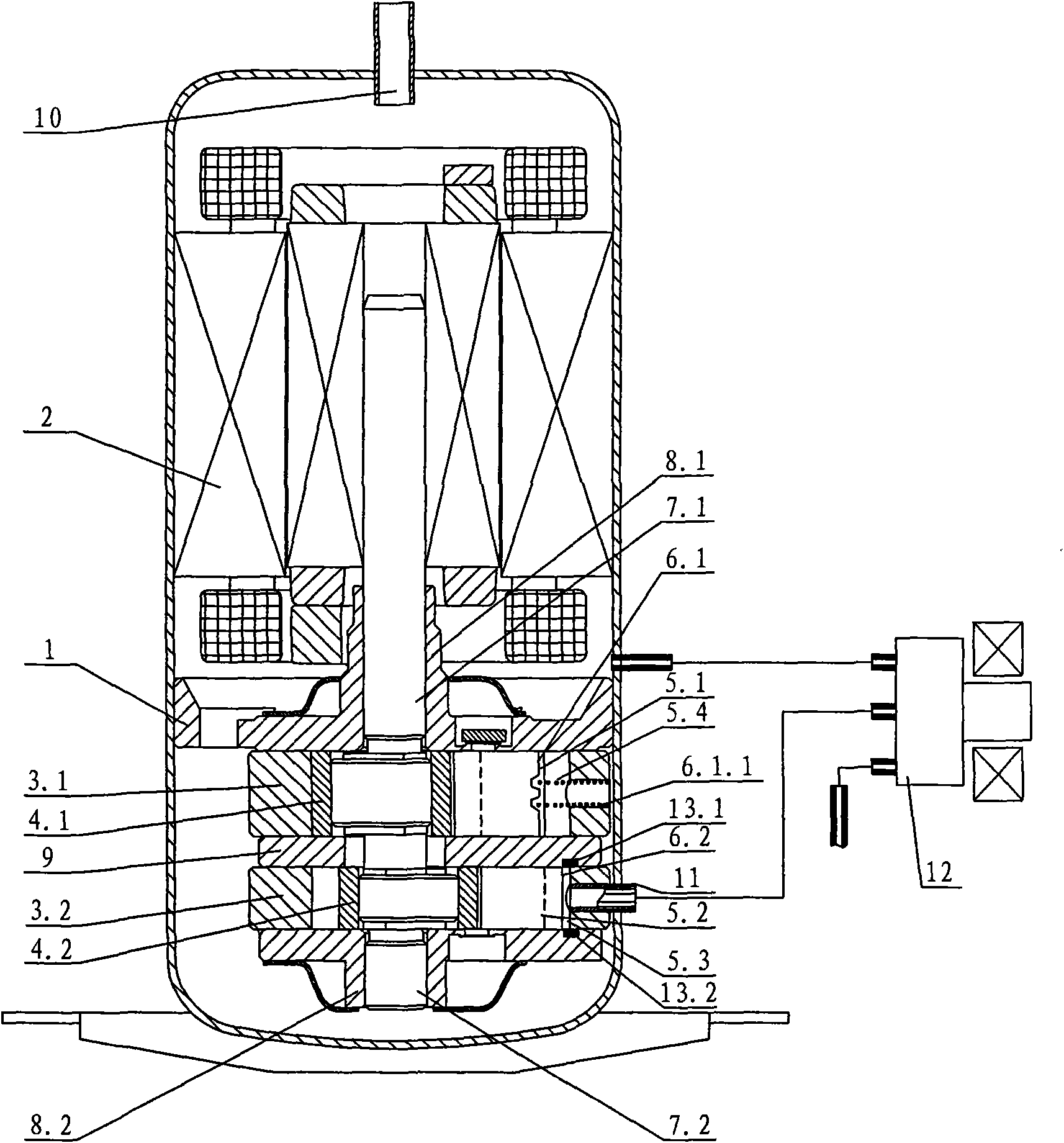 Slip sheet control device of rotary compressor