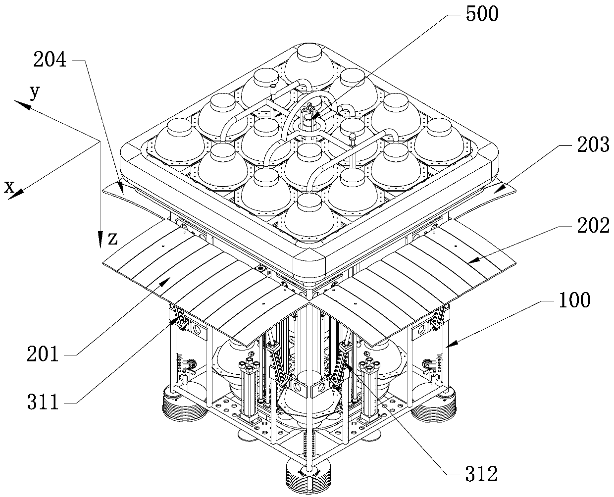 Control device and method for landing point area and speed of deep sea lander