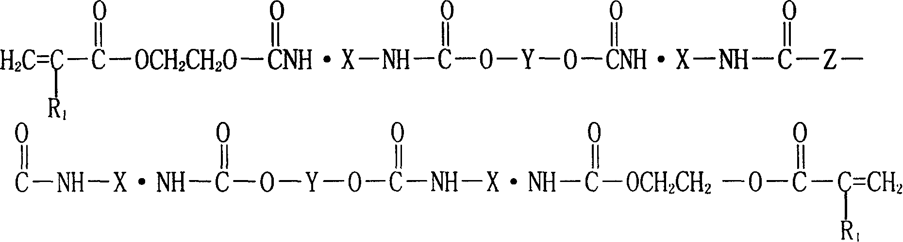 Ultraviolet light solidified water born paint in use for leather or leatheroid