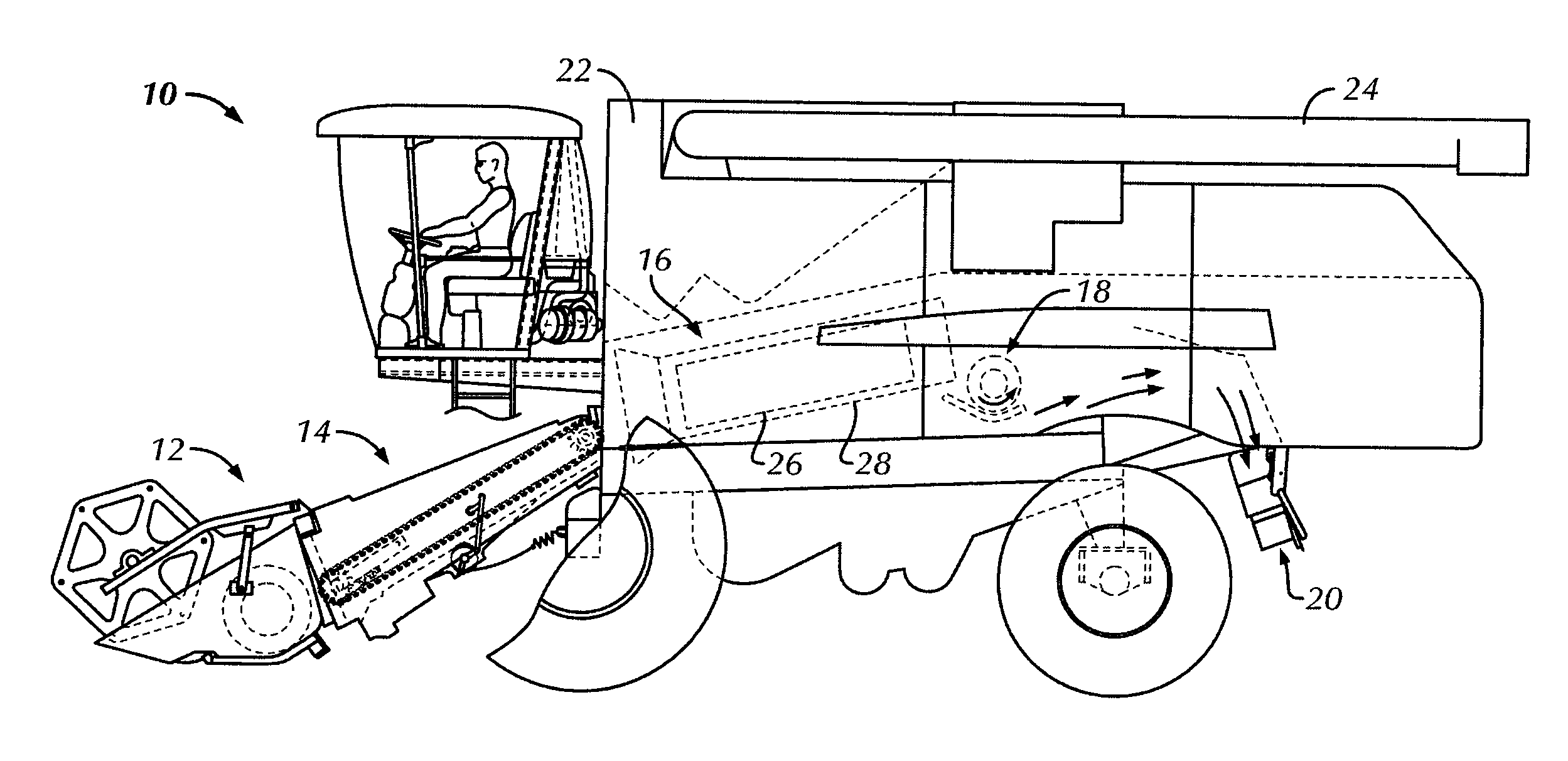 Method of preventing debris accumulation within voids of crop engaging components of an agricultural combine