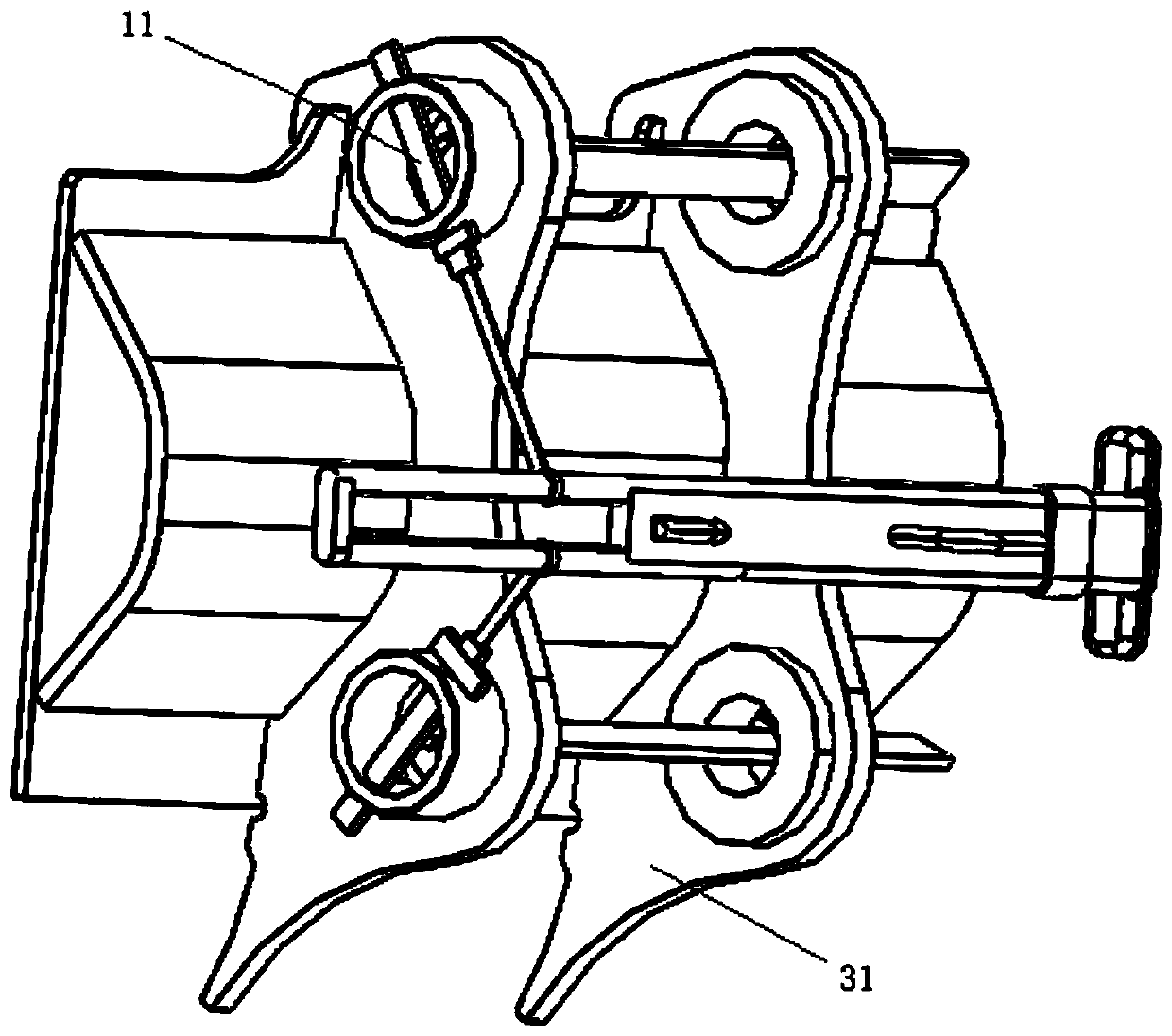 Measuring assembly and bucket positioning hole and lug plate measuring device