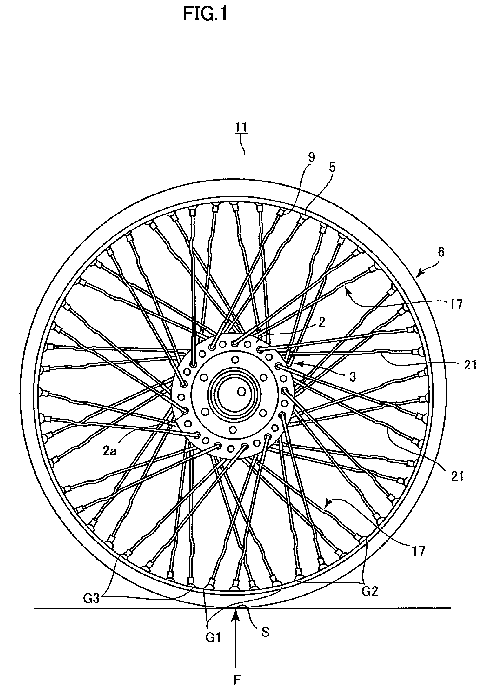 Spoke wheel and spoke using therefor