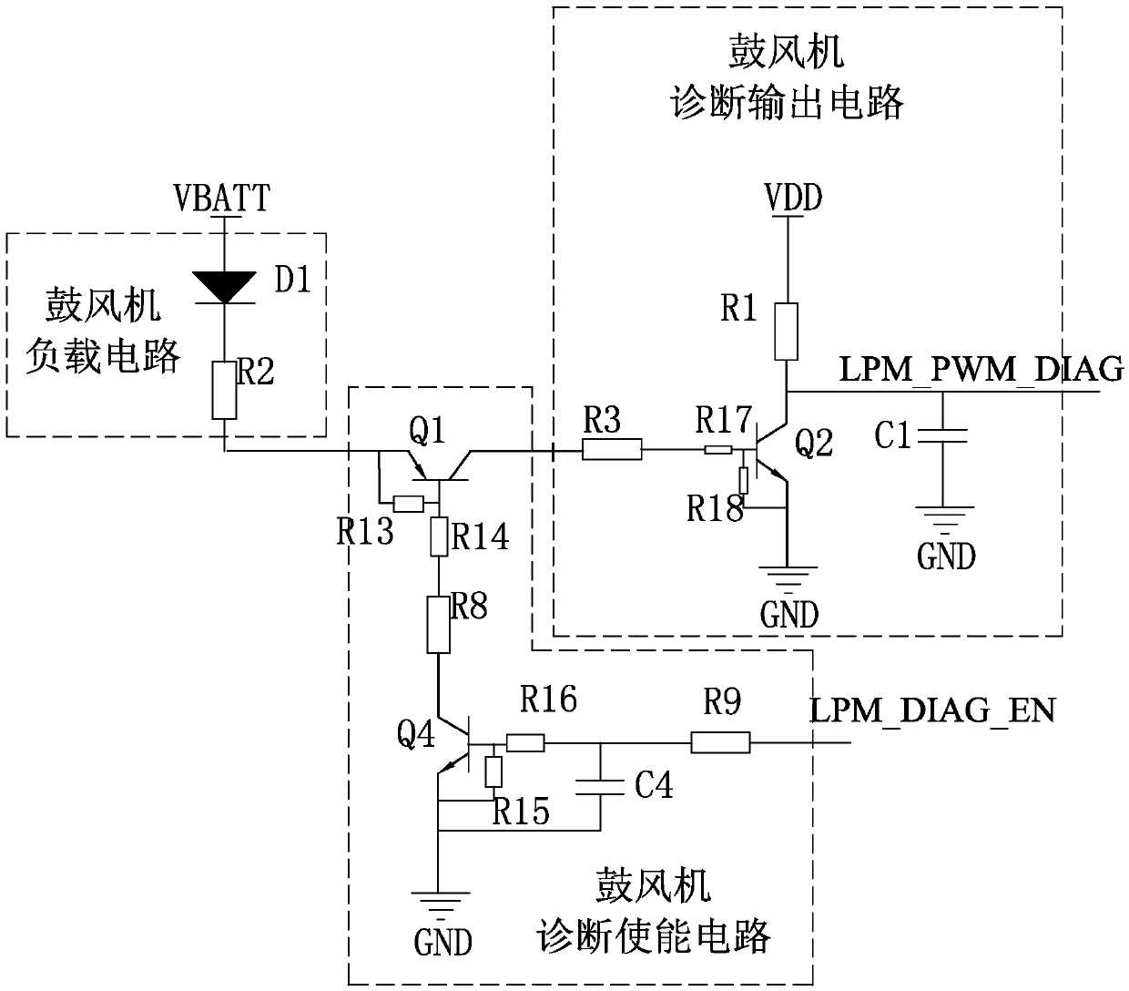 A blower control circuit with diagnosis function