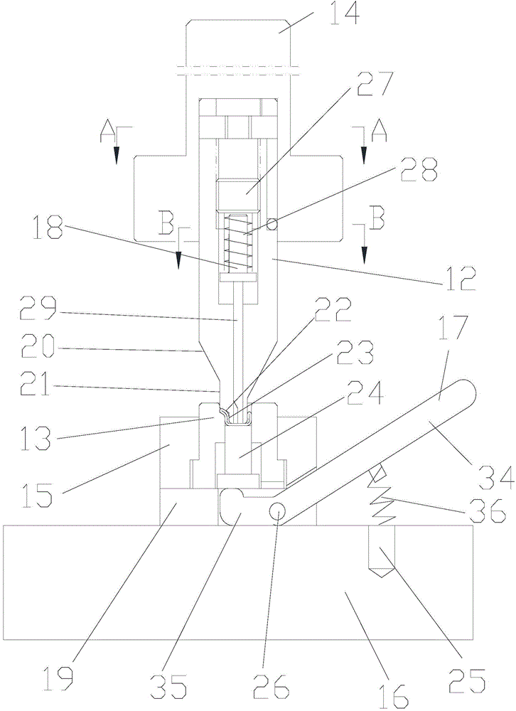 Special die for stamping inward bending part and stamping method