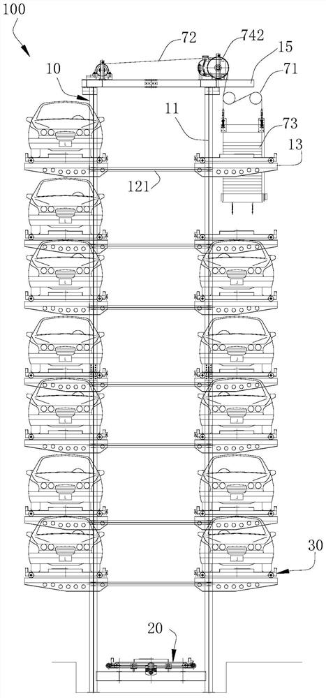 Overhanging type stereo garage