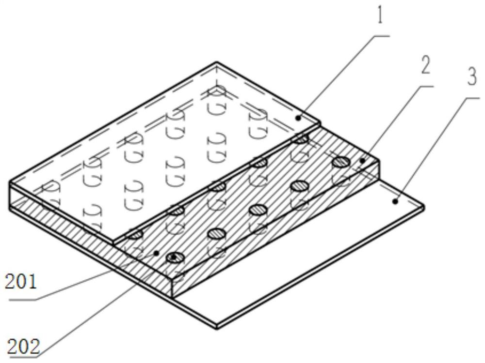 Aluminum-graphite aluminum composite material structure capable of enhancing longitudinal heat conductivity coefficient