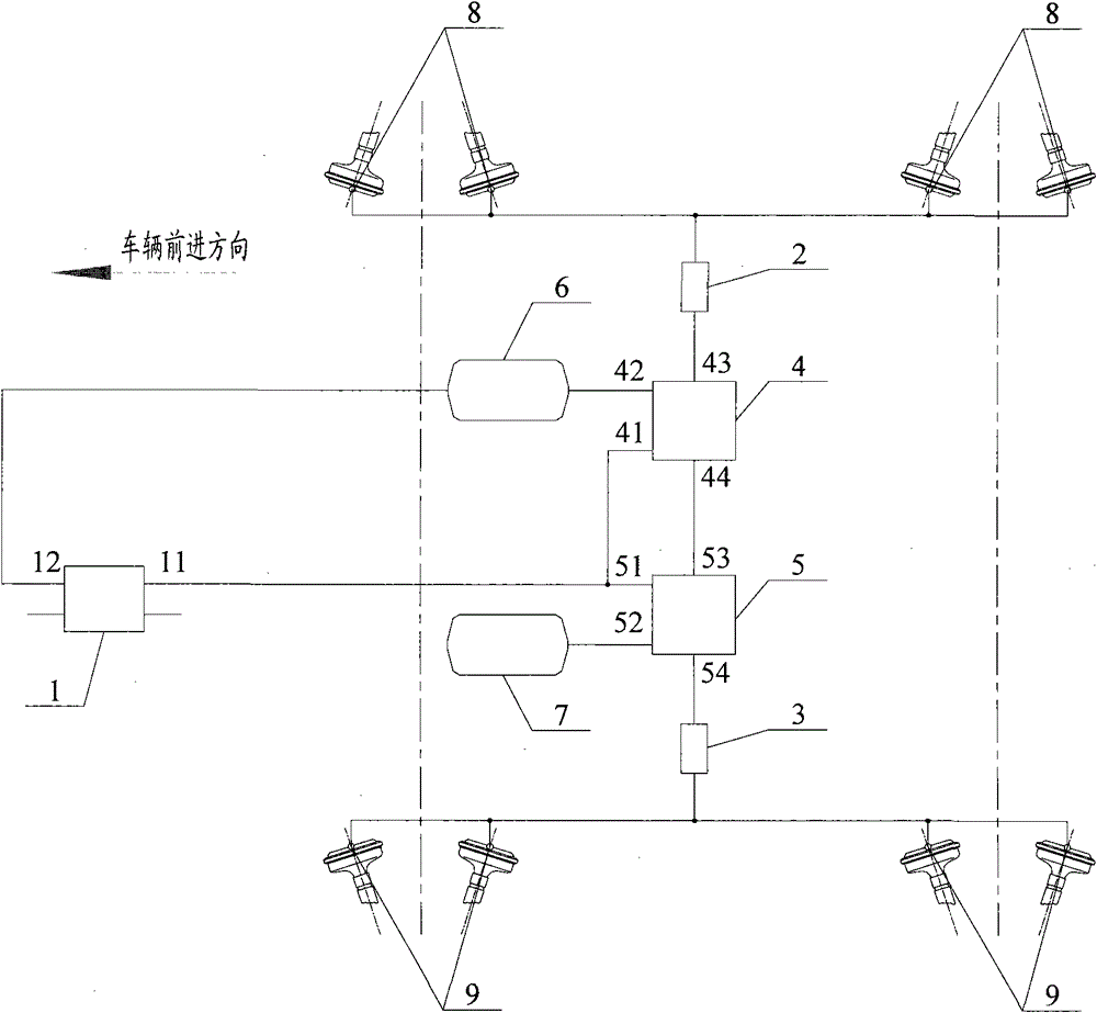 Air pressure brake unit and multi-shaft automobile chassis with same