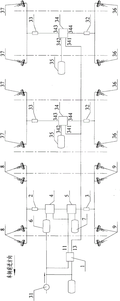 Air pressure brake unit and multi-shaft automobile chassis with same