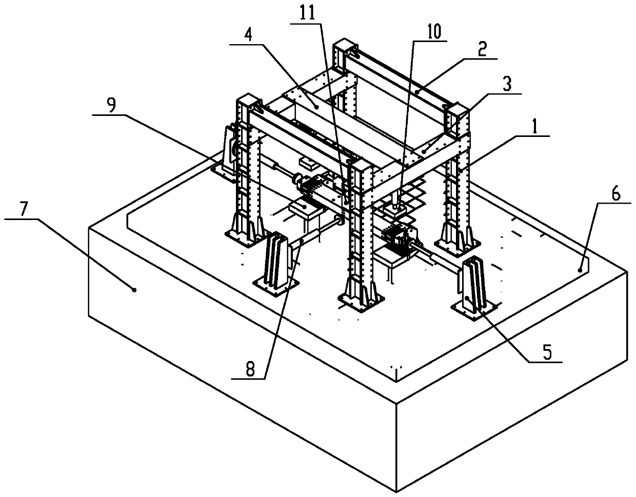 Medium and low speed magnetic levitation vehicle suspension frame strength testbed