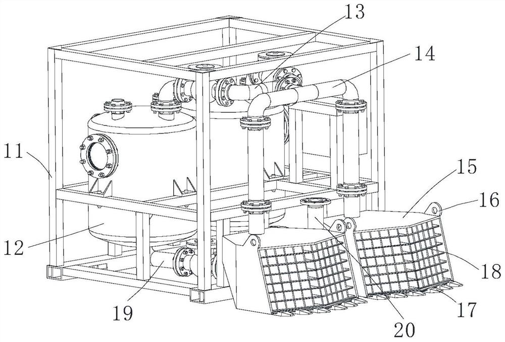 Non-cutoff operation deep water area pneumatic dredging pump complete equipment and method