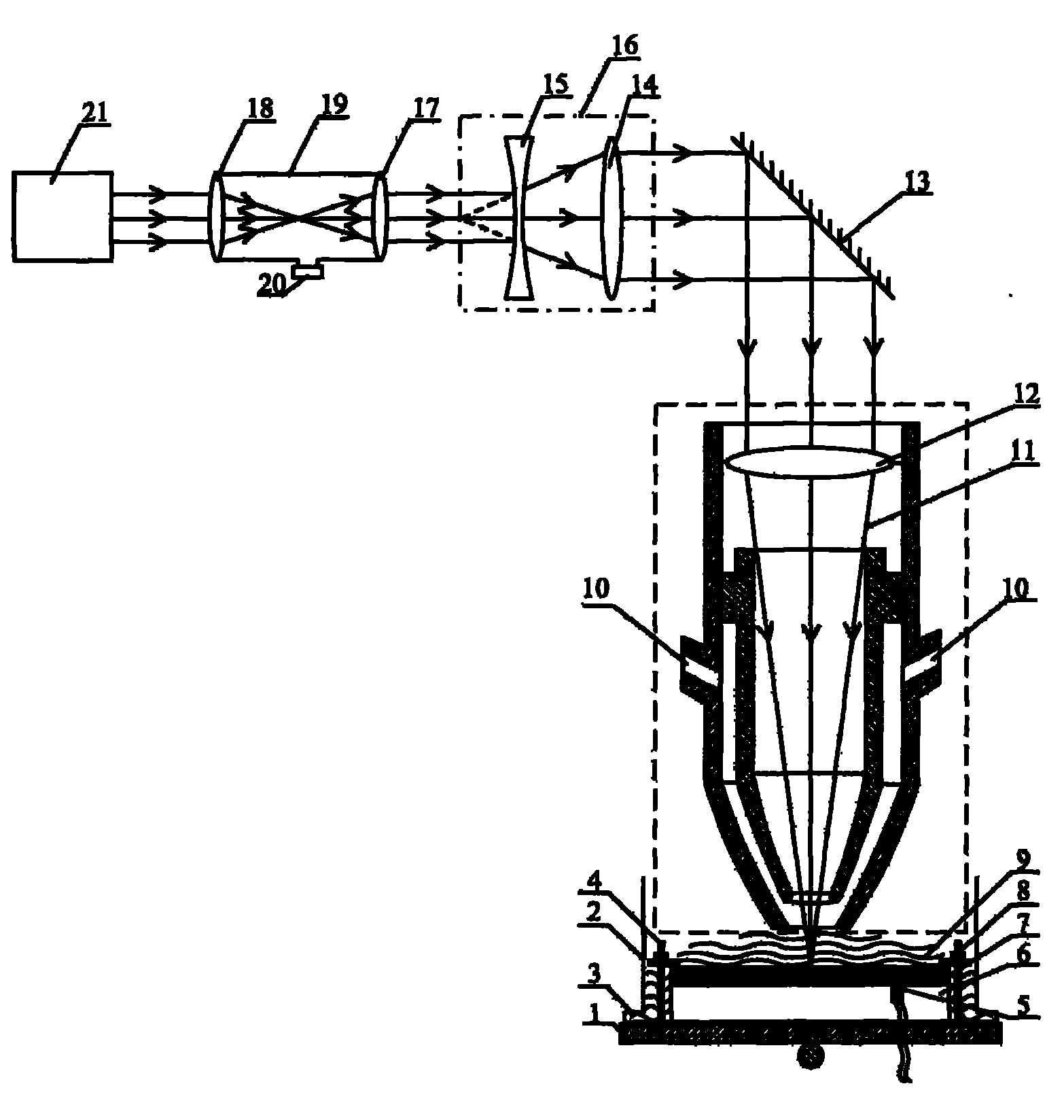 Nano coating preparation method and device based on ultrafast ultrahigh pressure photodynamics effect