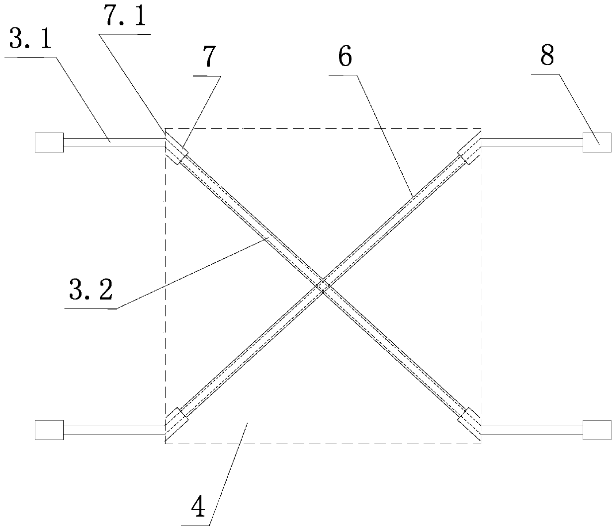 Diagonal reinforcement structure of reinforced concrete beam-column joint