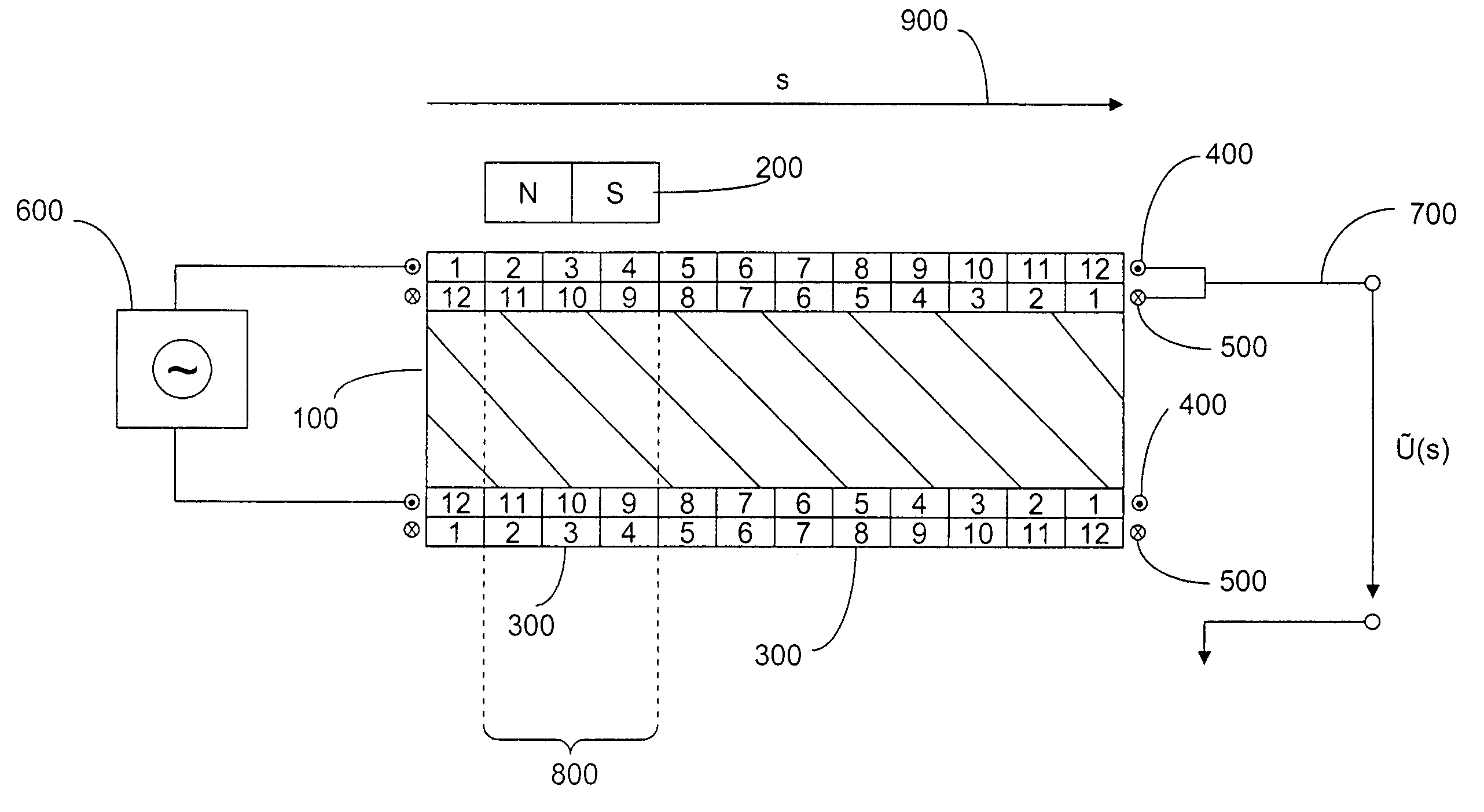 Inductive magnetic position sensor