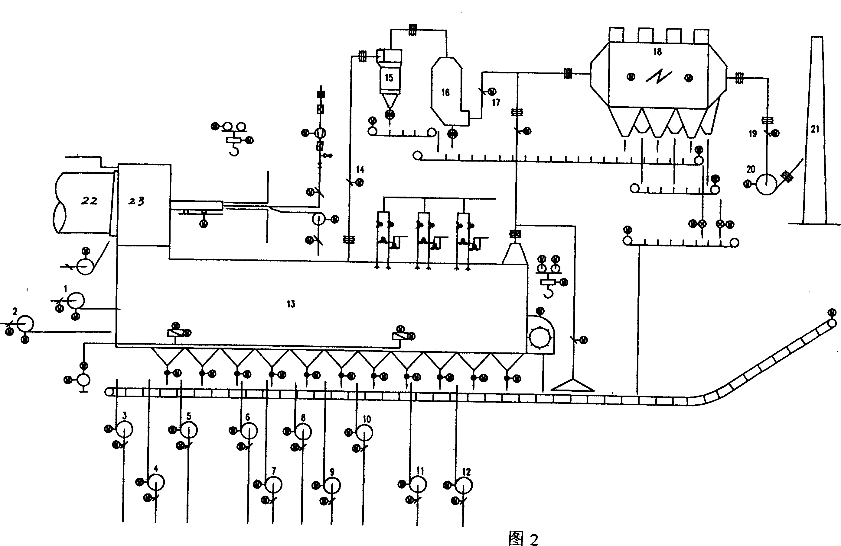 Zero discharging system for cement kiln clinker cooling machine waste gas