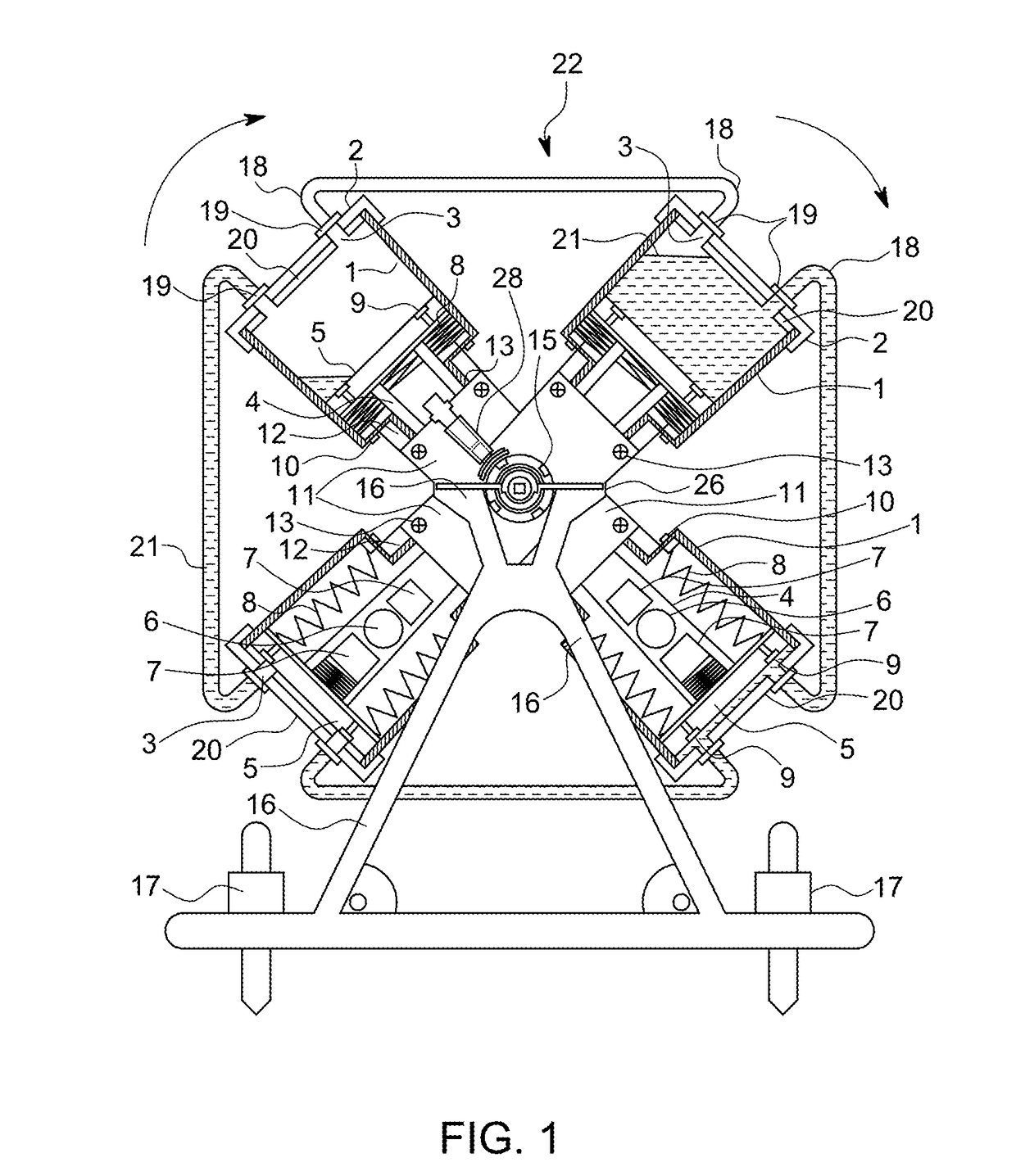 Device that uses gravity to move weights across a shaft assembly for rotation and torque and a braking apparatus to regulate rotation speed