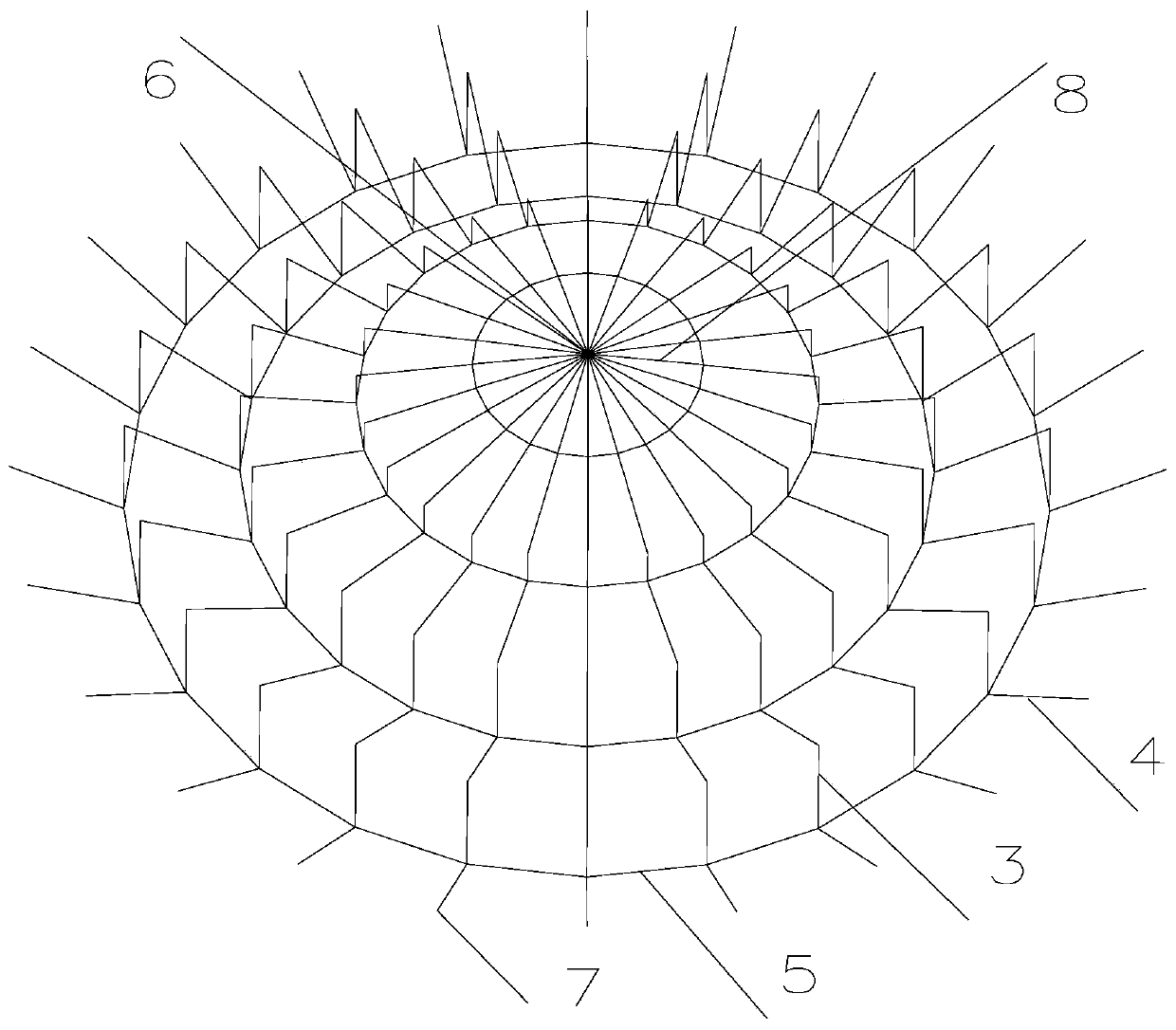 Suspendome structure with zero bending moment and equiaxial force and calculating method thereof