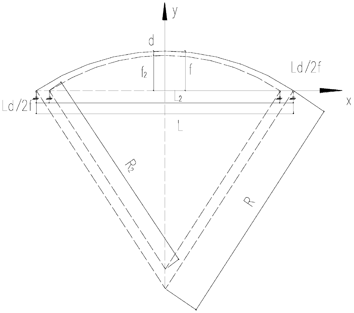 Suspendome structure with zero bending moment and equiaxial force and calculating method thereof