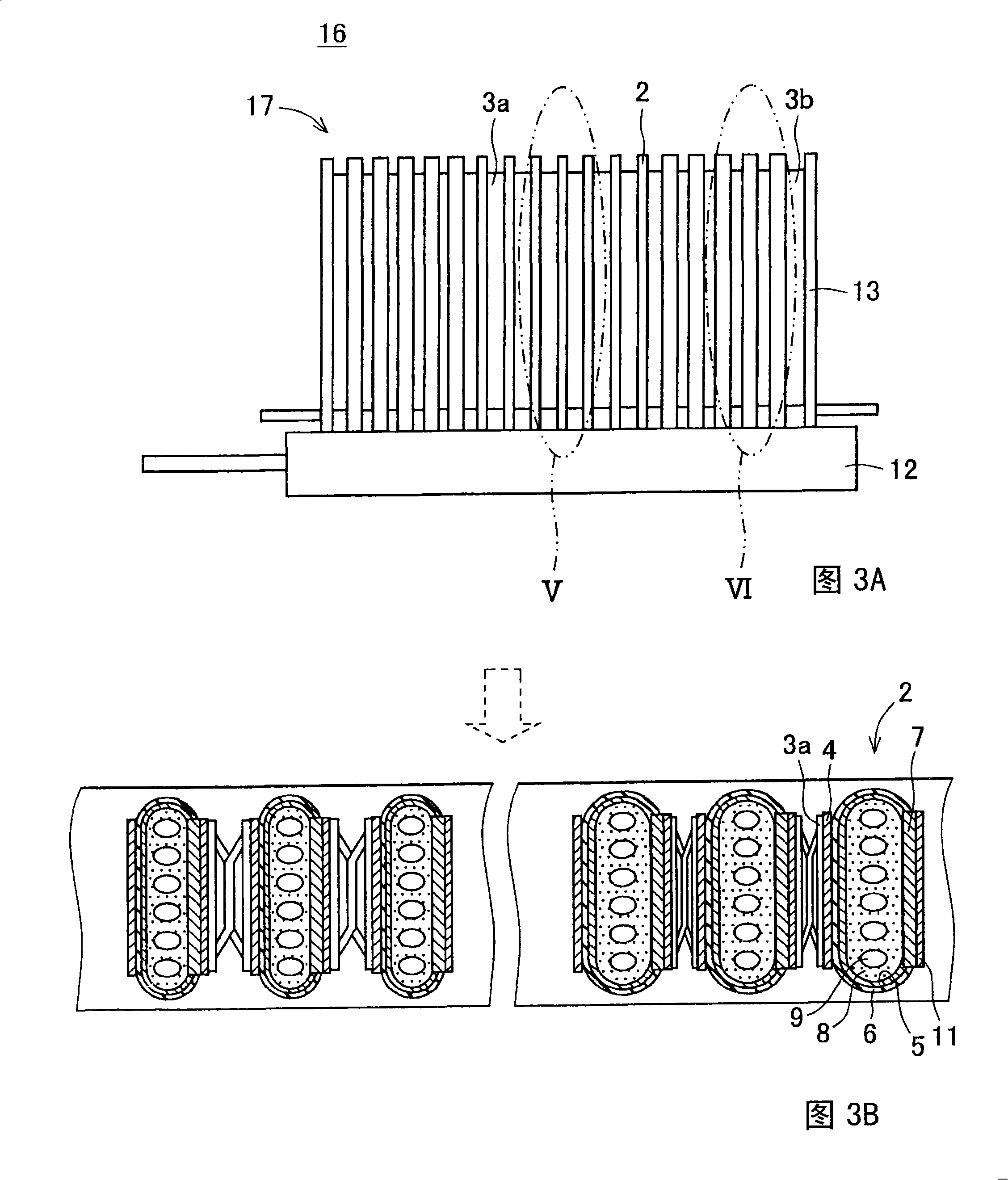 Fuel battery cell stack and fuel battery