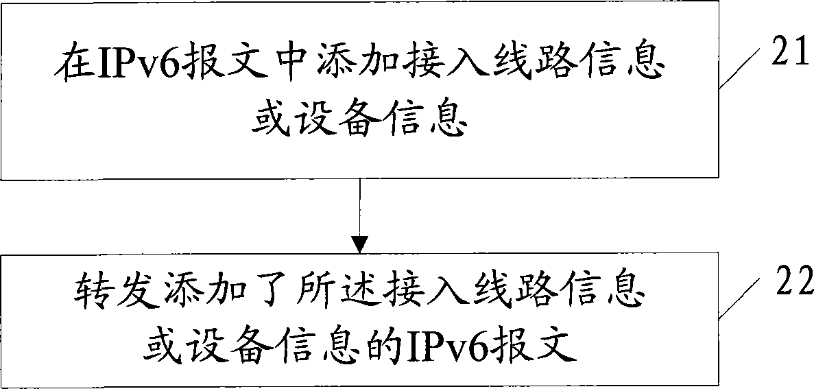 Processing method, equipment and system for Internet protocol version 6 (IPv6) message