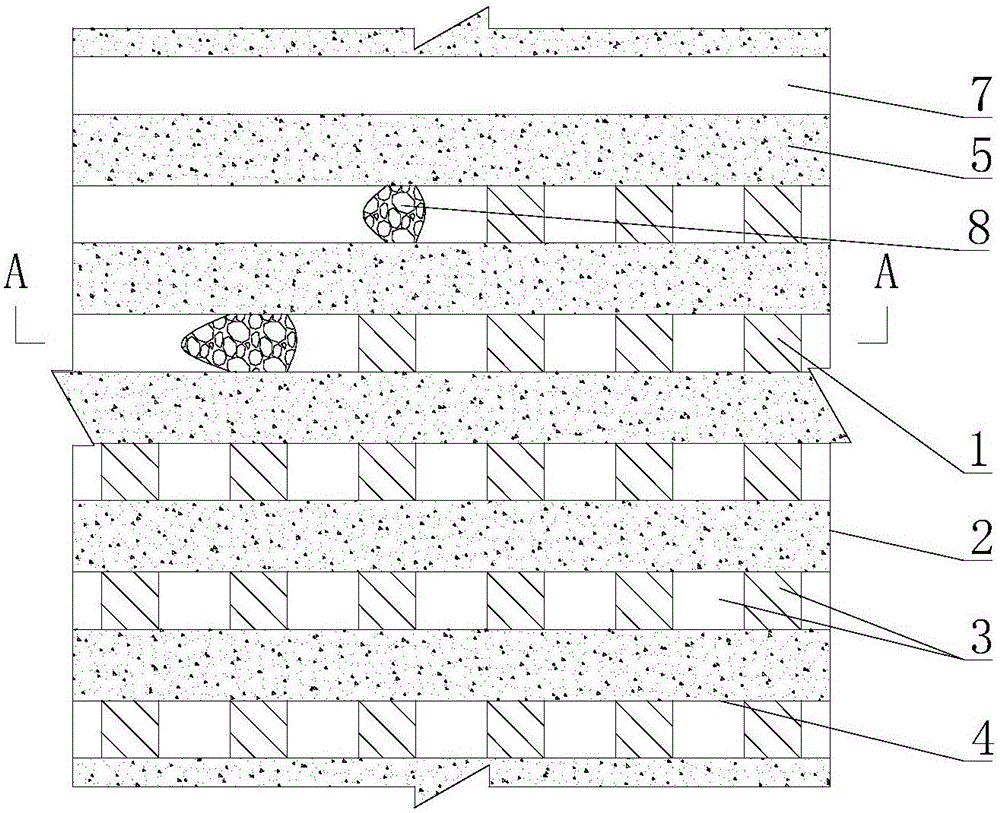 Continuous striping bag-filling room and pillar type gob pillar stoping method