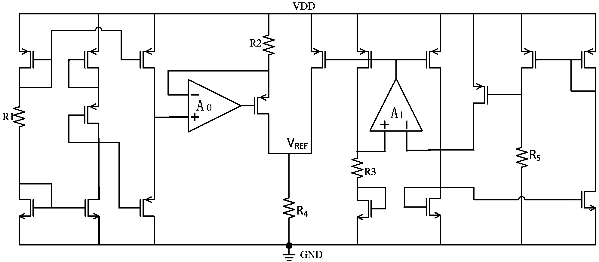 Pure CMOS reference voltage source based on threshold voltage and thermal voltage