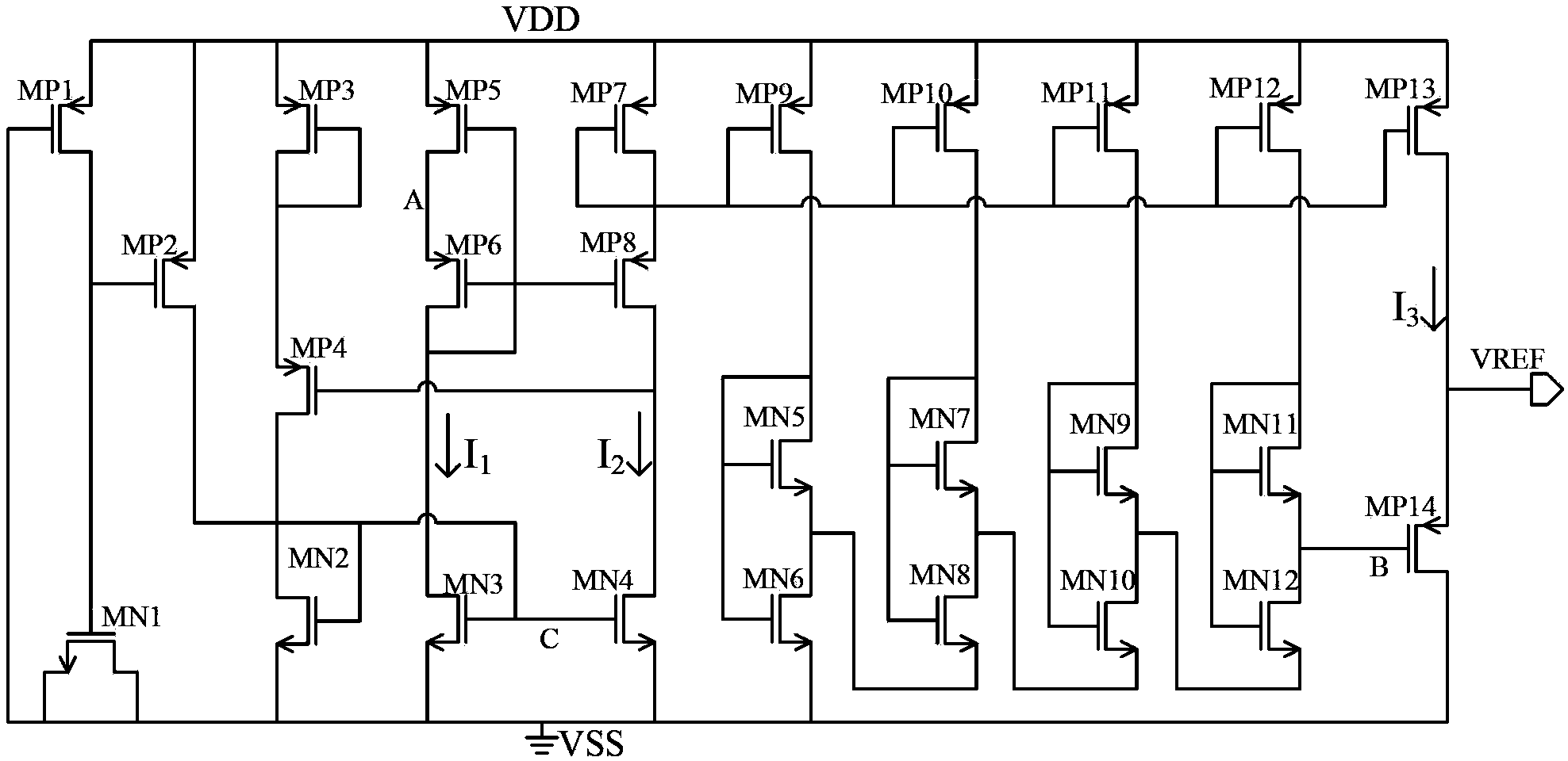 Pure CMOS reference voltage source based on threshold voltage and thermal voltage