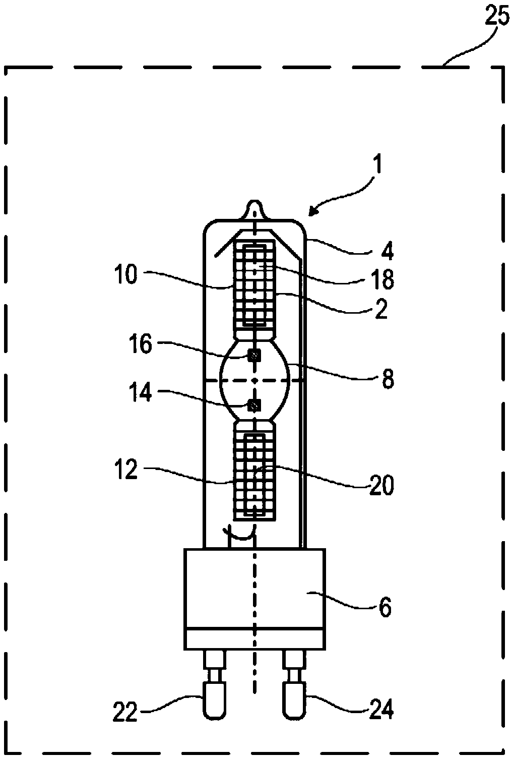 Gas discharge lamp and spotlight system comprising gas discharge lamp