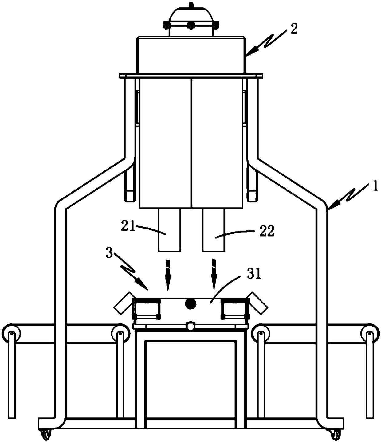 Donut bi-directional frying production device