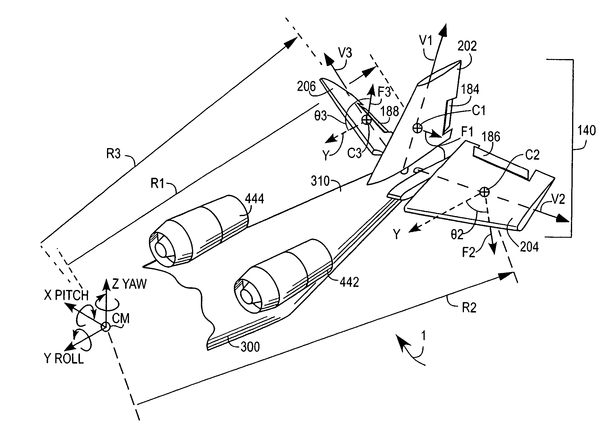 Aircraft attitude control configuration