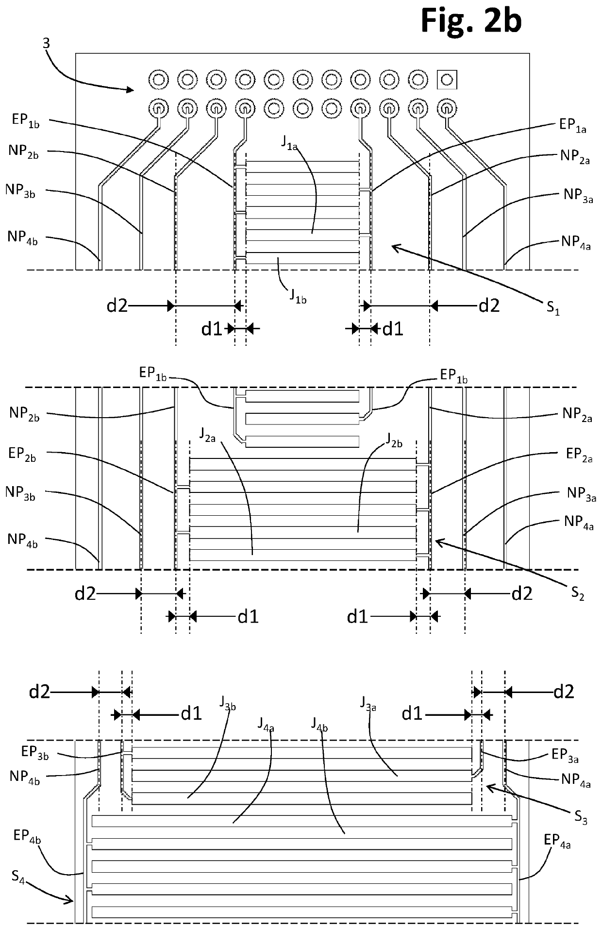 A capacitive sensor for detection of the level of a medium