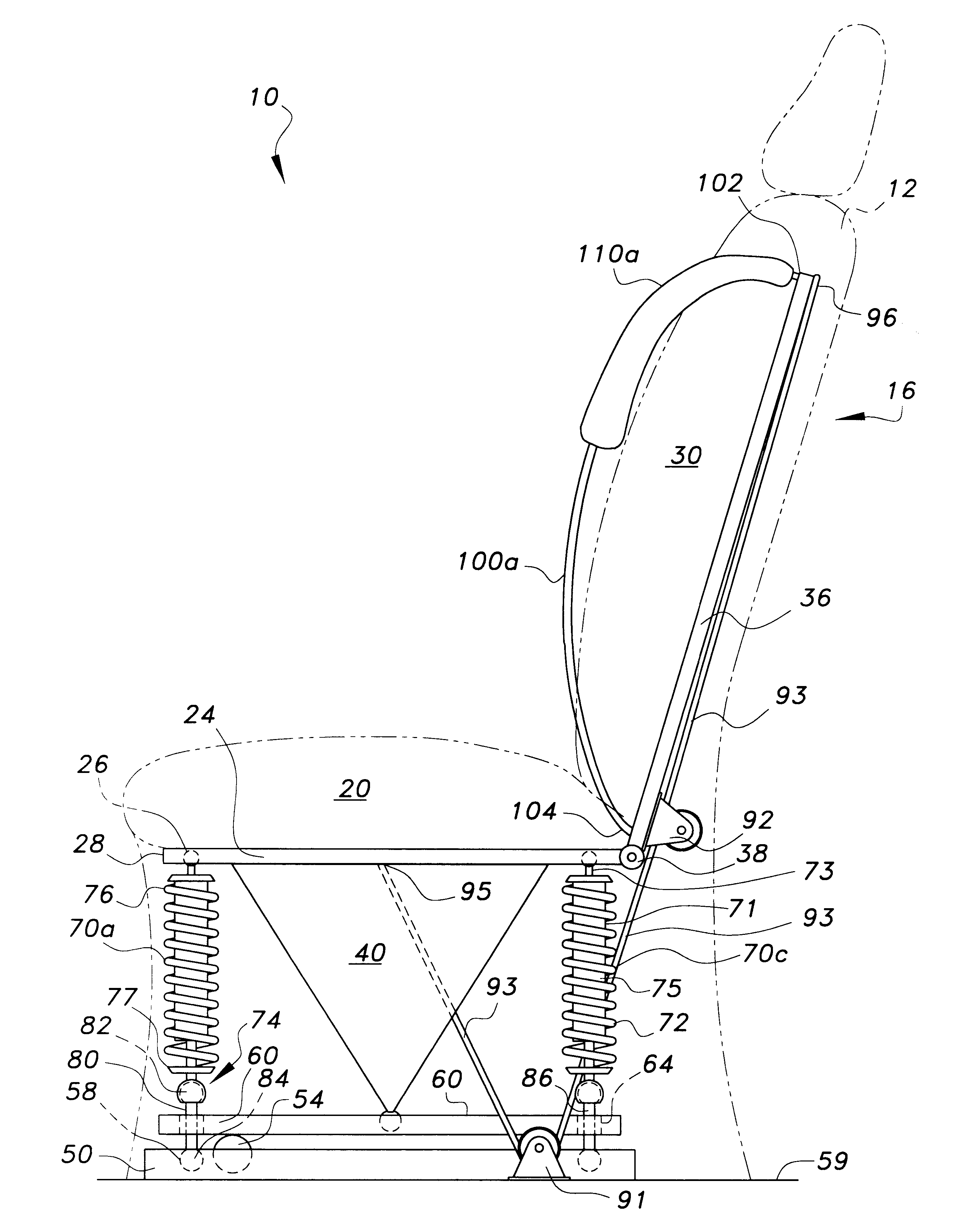 Vehicle seat for absorbing impact