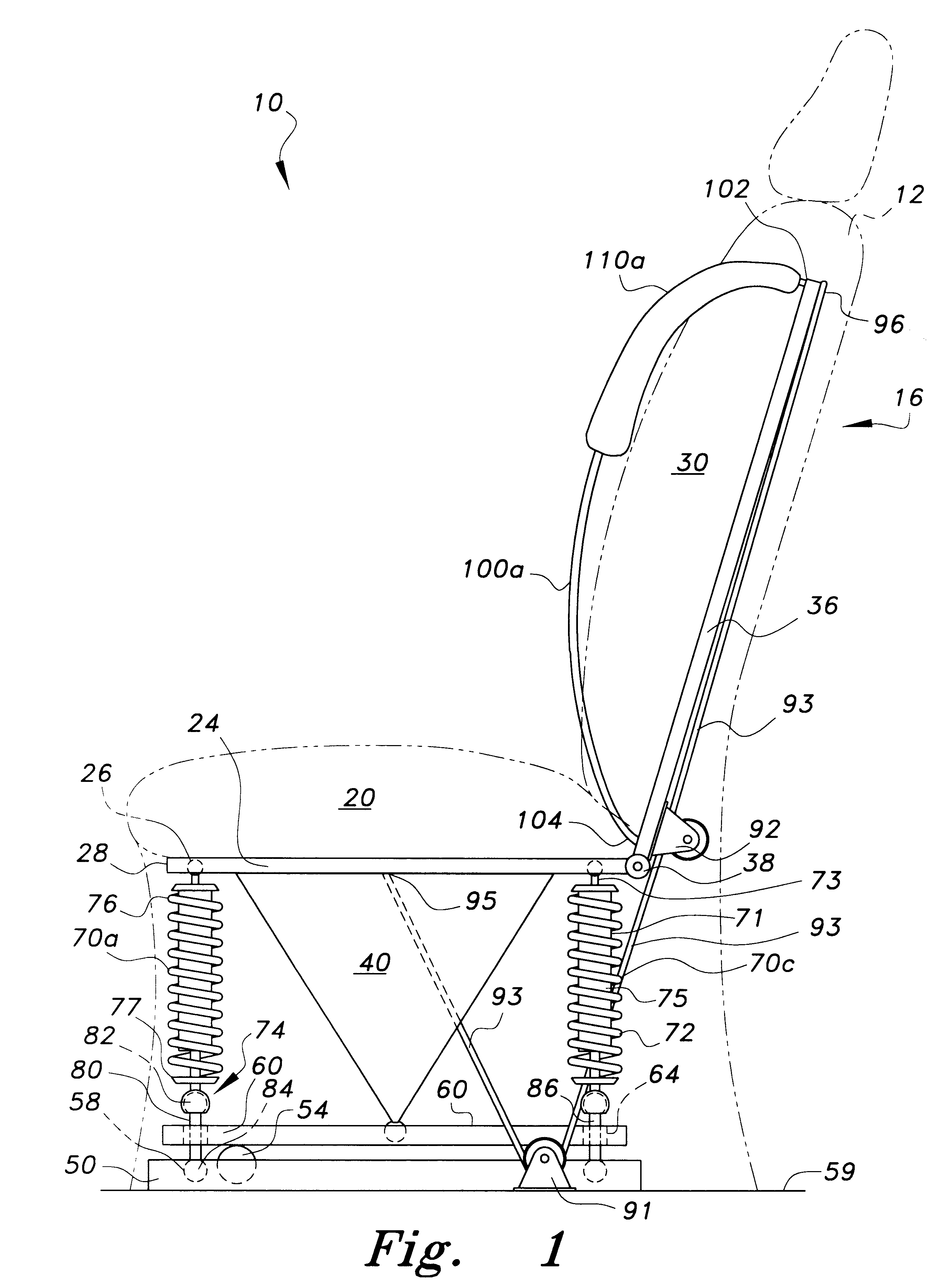 Vehicle seat for absorbing impact