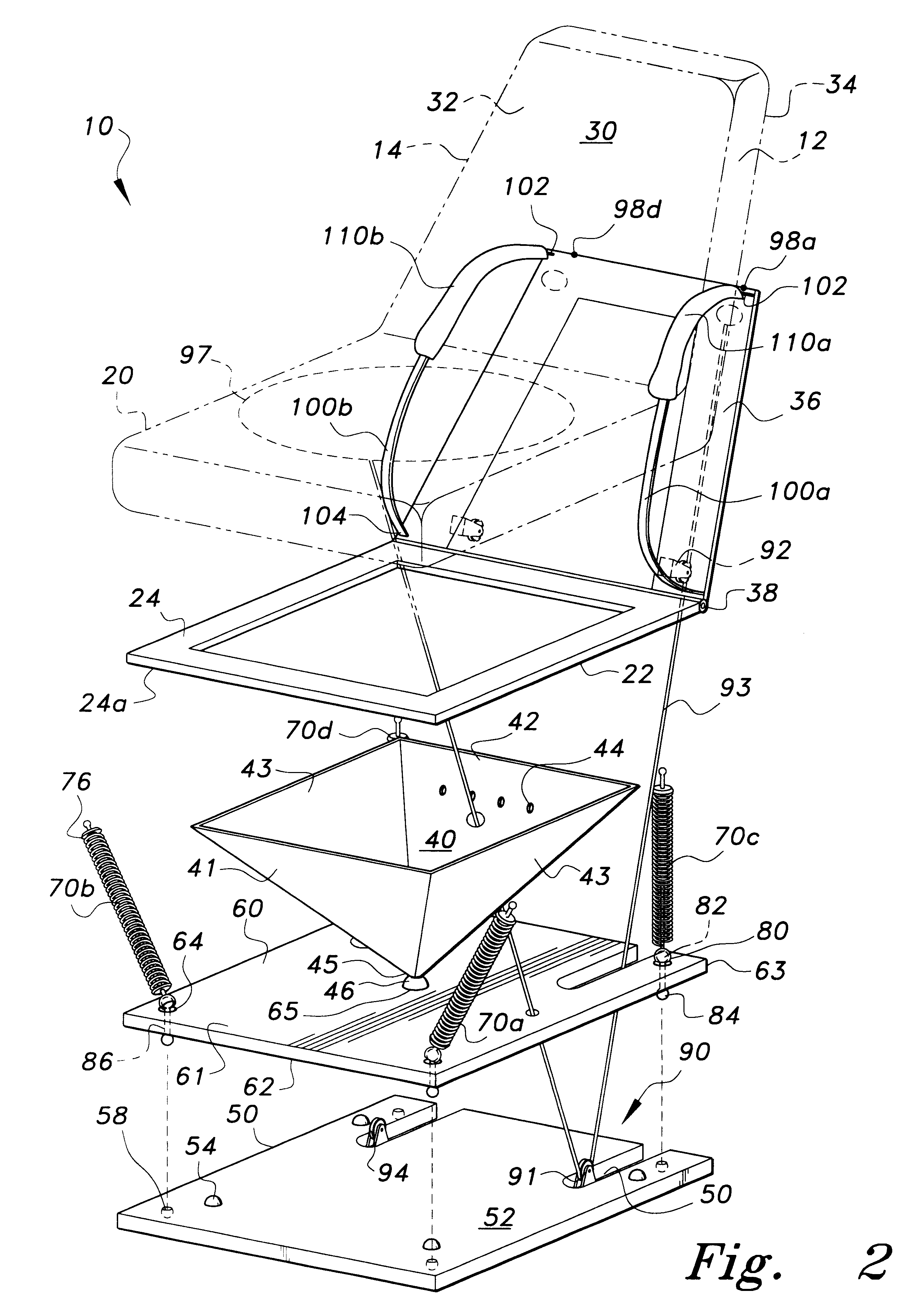Vehicle seat for absorbing impact