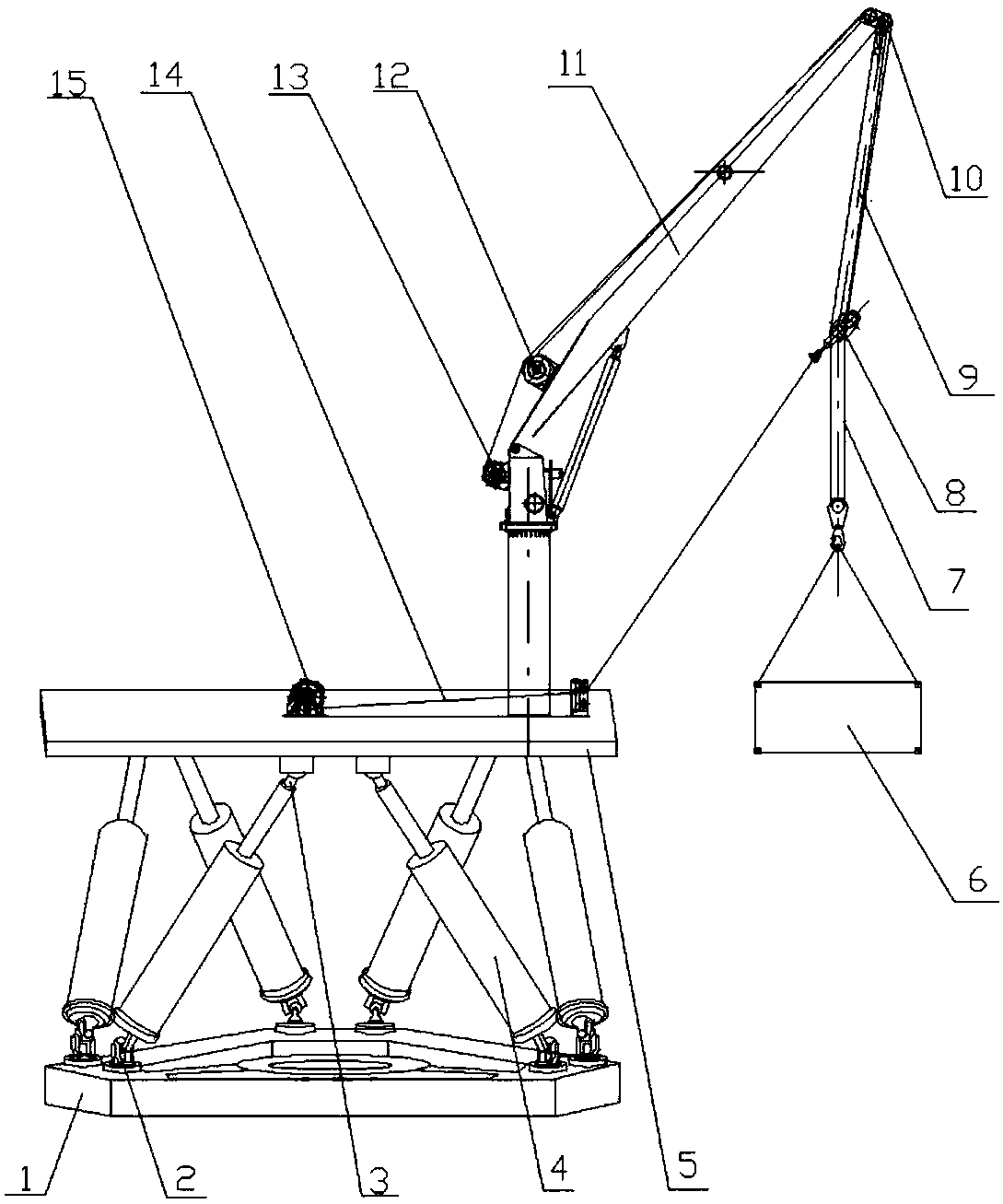 Testing device for marine crane anti-oscillation and heave compensation