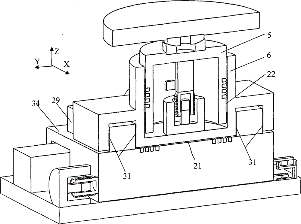 Electromagnetic damping vibration isolator of double-layer air-flotation orthogonal decoupling and sliding knuckle bearing angle decoupling