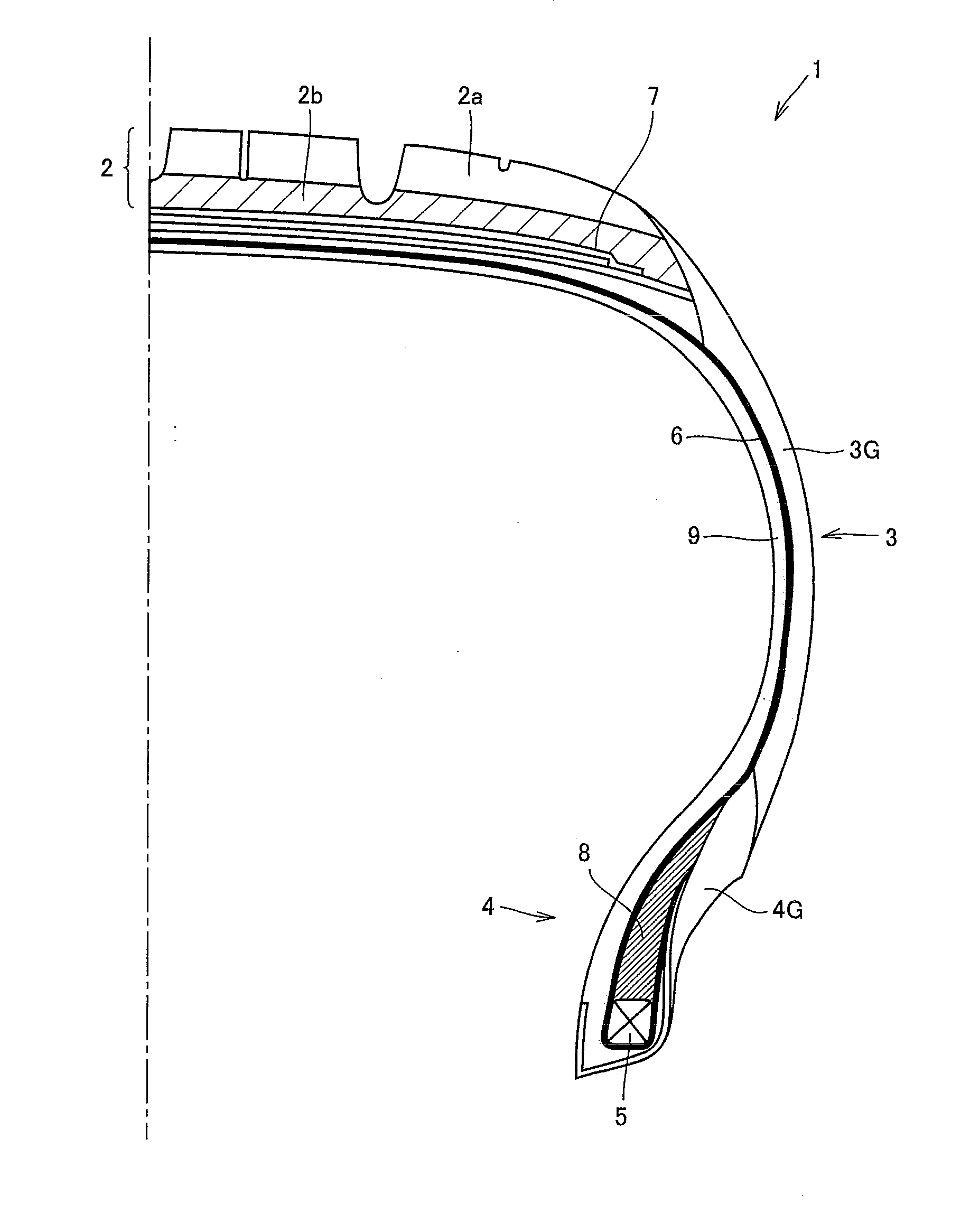 Ply, clinch and tread formed by using a specific rubber composition and pneumatic tire using the same