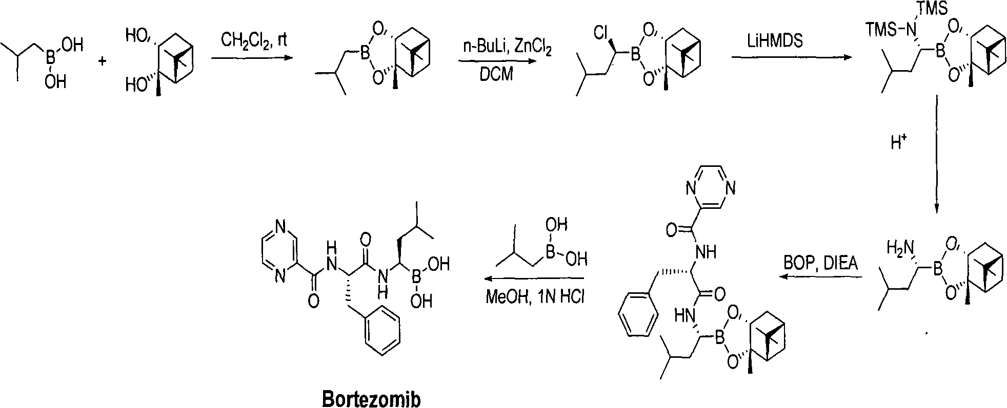 Method for synthesizing bortezomib