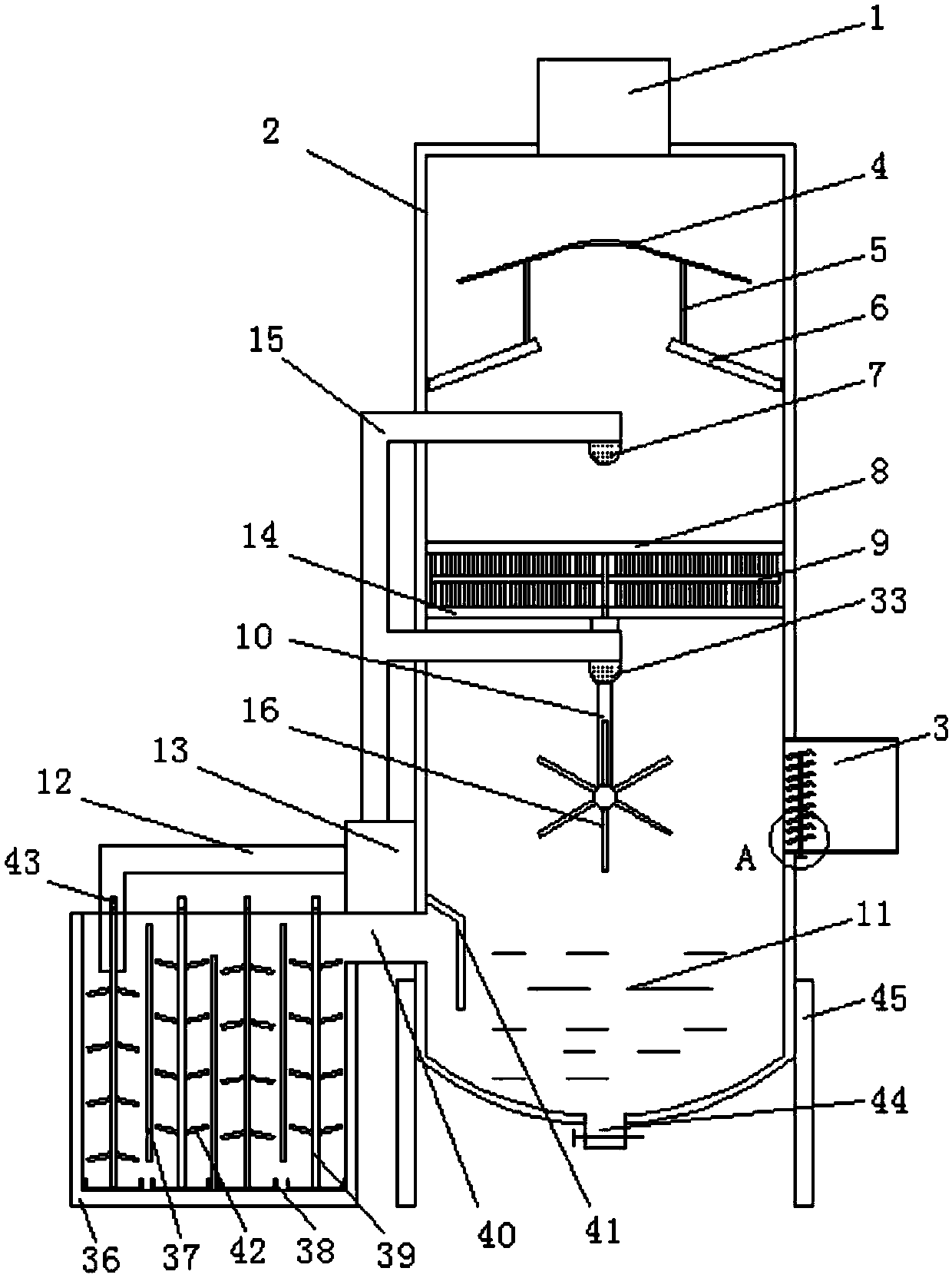 Efficient tail gas treatment device for recycling and processing waste mobile phones