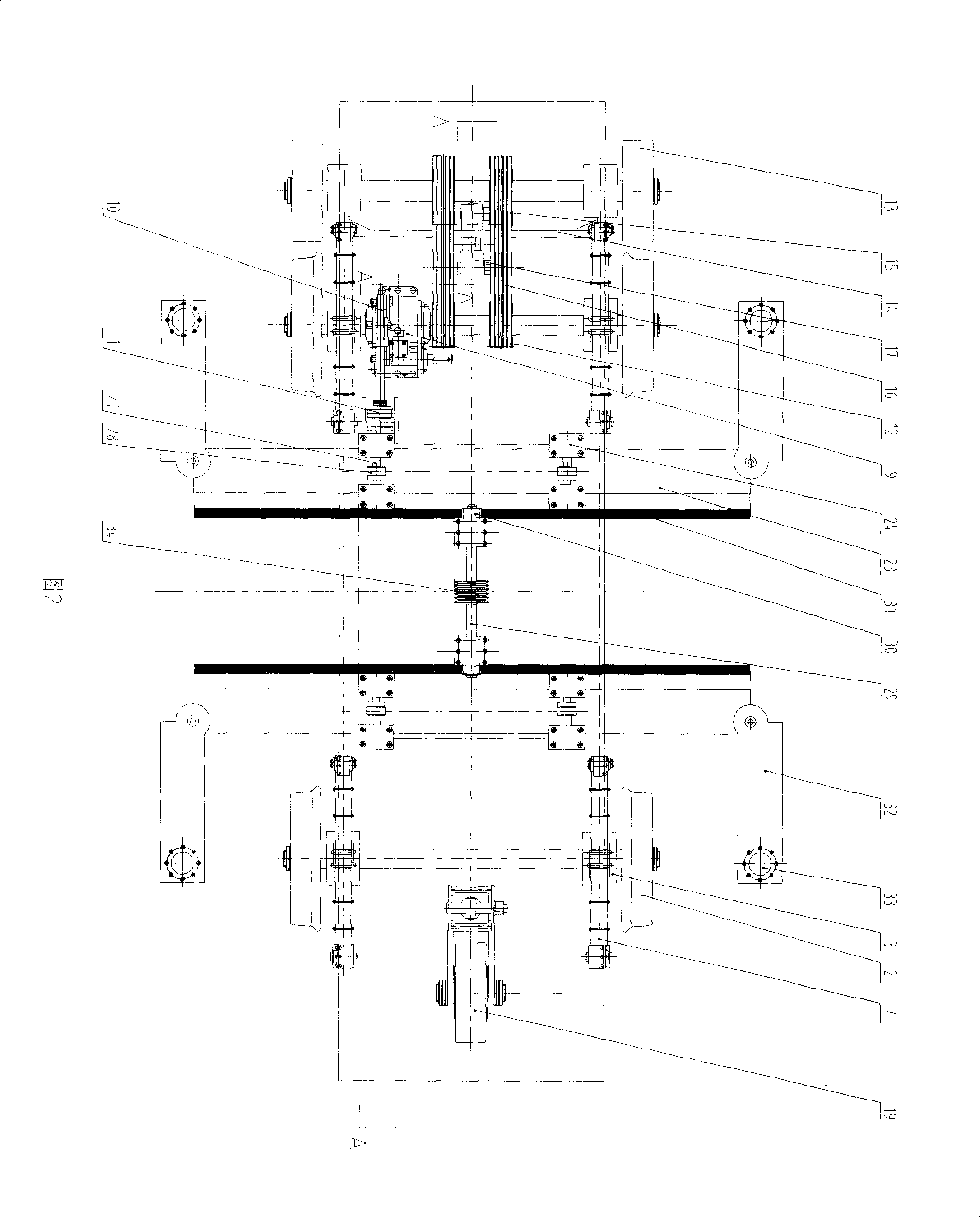 Land and rail dual-purpose walking system for vehicle