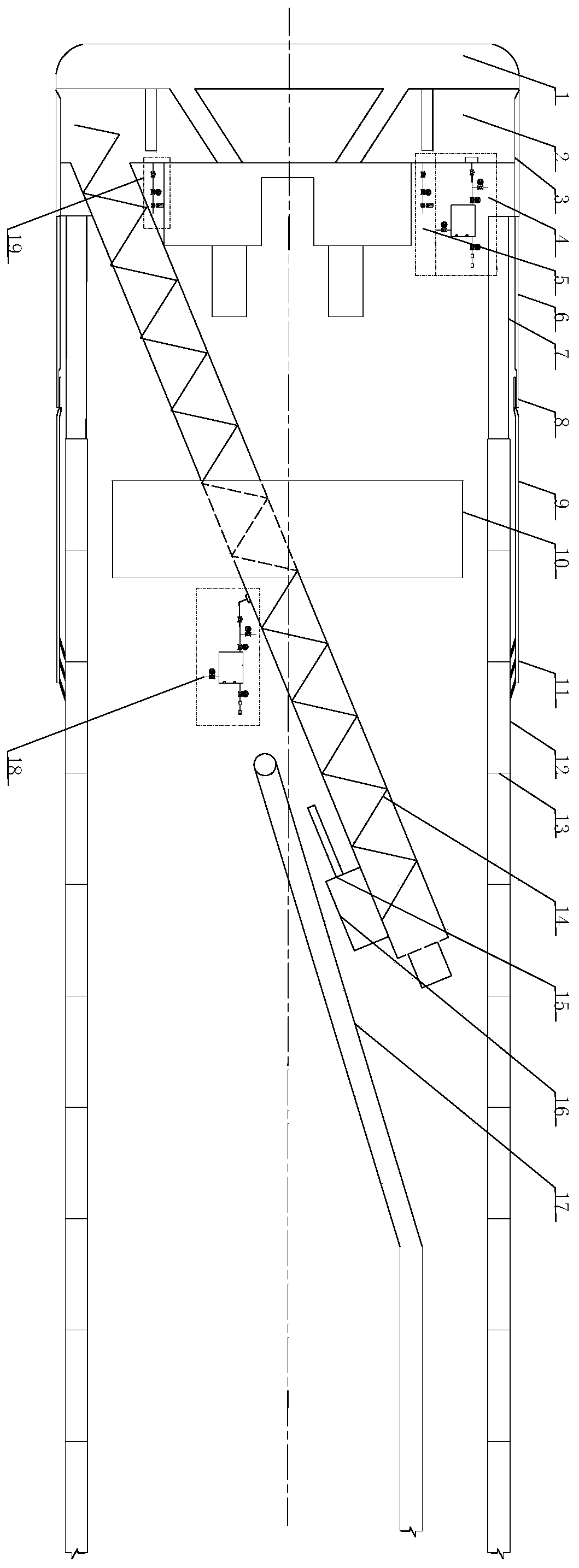 Harmful gas treatment device used for earth pressure balance shield and treatment method