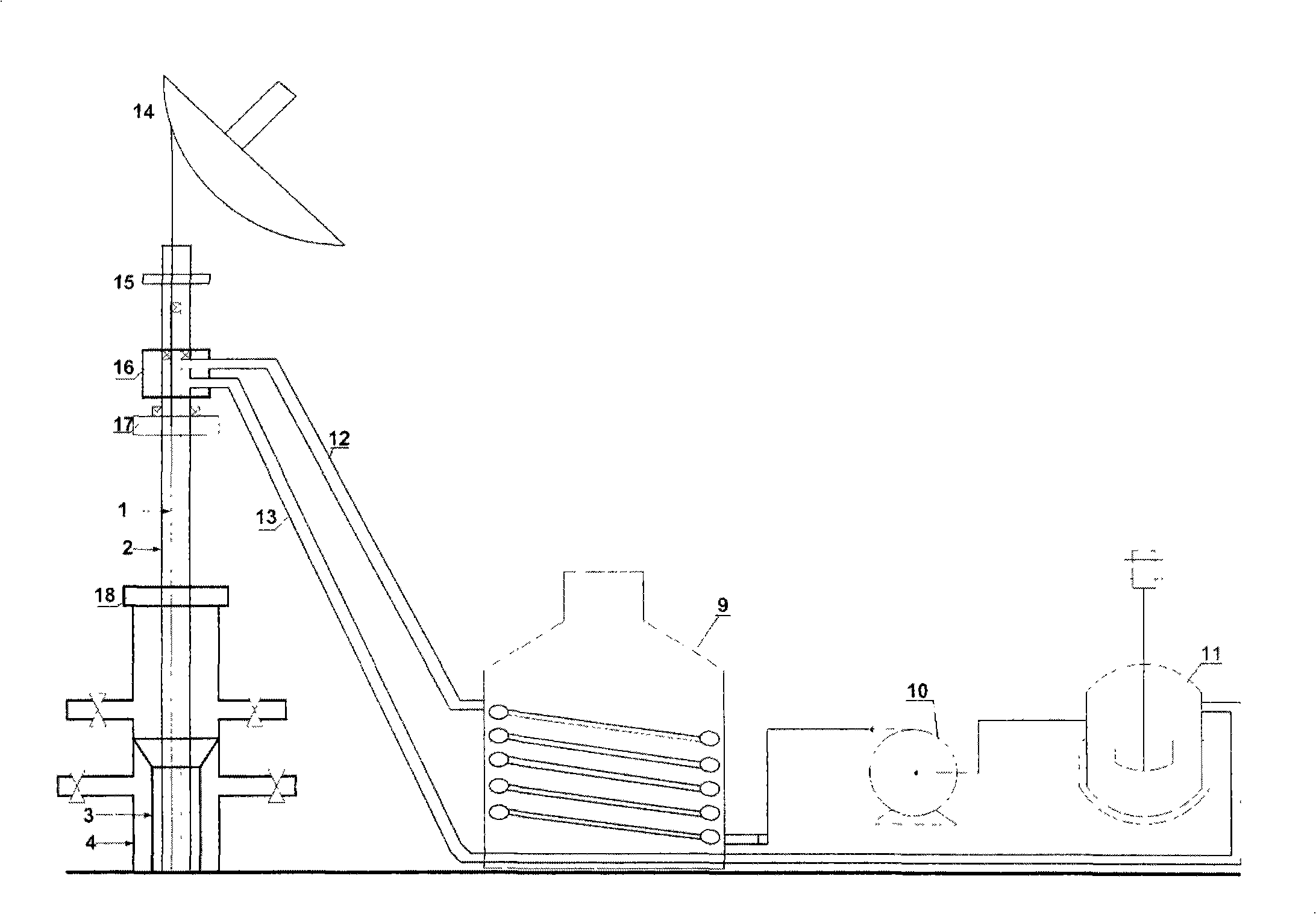 Hermetic, circular, heating and energy saving process and device for extracting super thick oil by saturated vapor in hollow rod