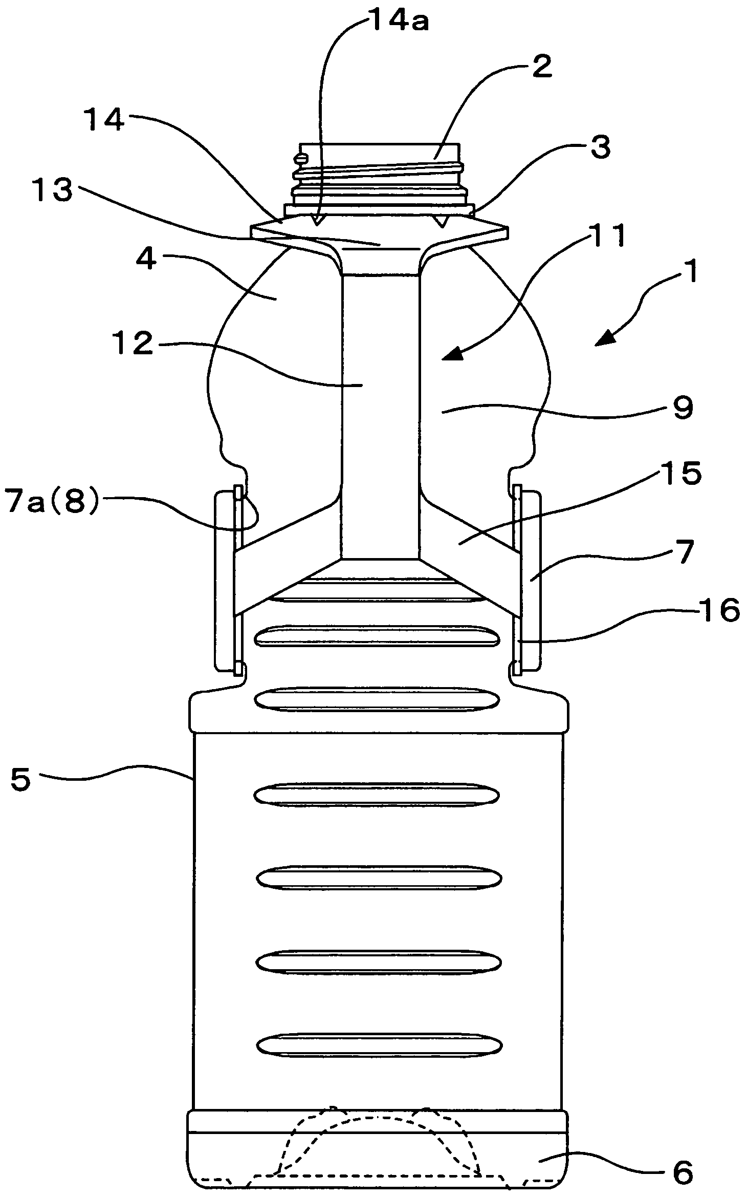 Synthetic resin bottle with a handle