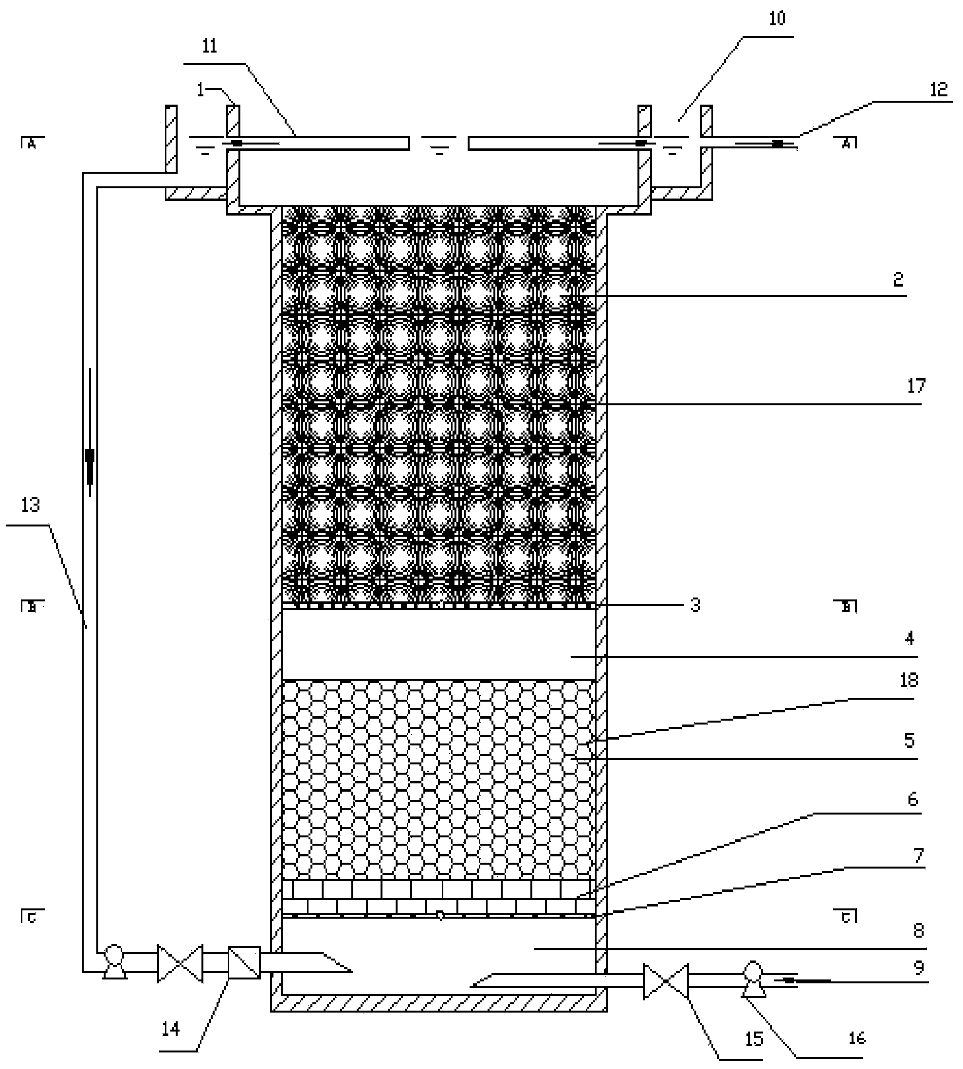 High-efficiency anti-blocking synchronous nitration and denitrification hierarchy biological aerated filter