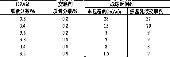 Preparation method of W/O/W type multiple emulsion delaying chromium sol cross-linking system