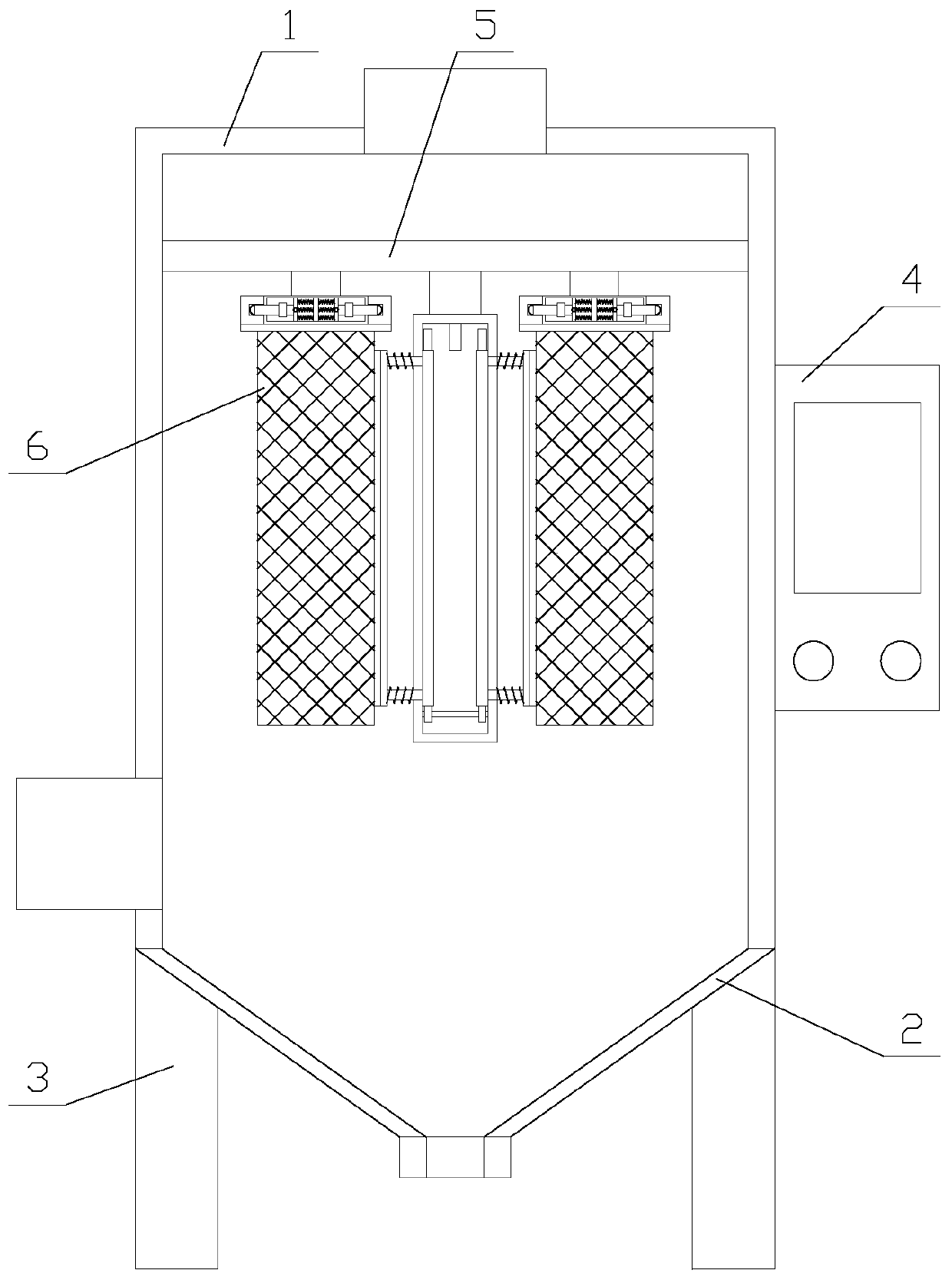 Convenient cloth bag dust removing device used for chemical processing of coal and having anti-clogging function