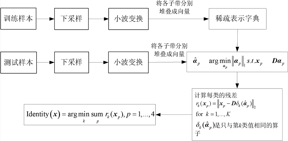 Near infrared human face image identification method based on wavelet theory and sparse representation theory