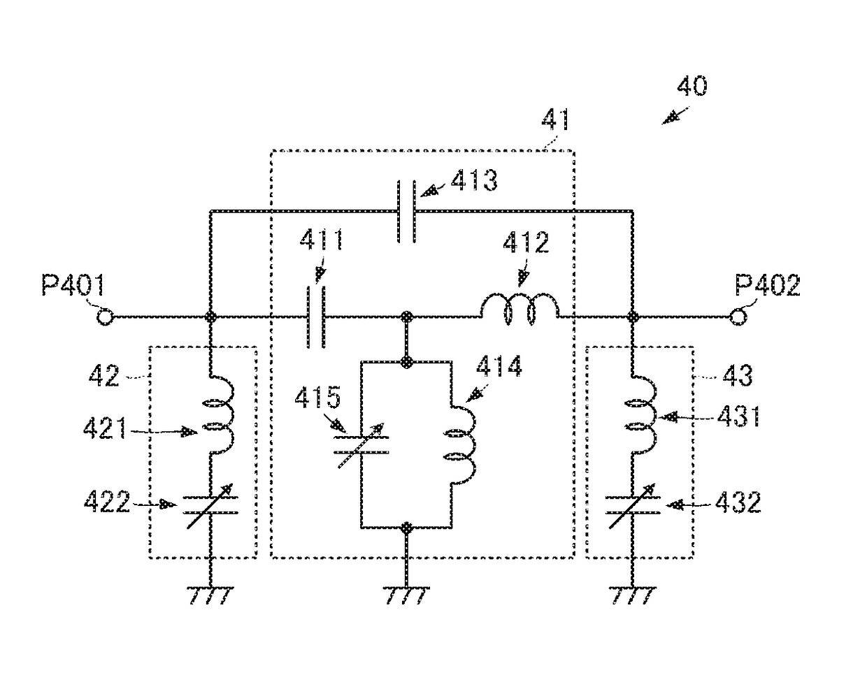 Frequency-variable lc filter and high-frequency front end circuit