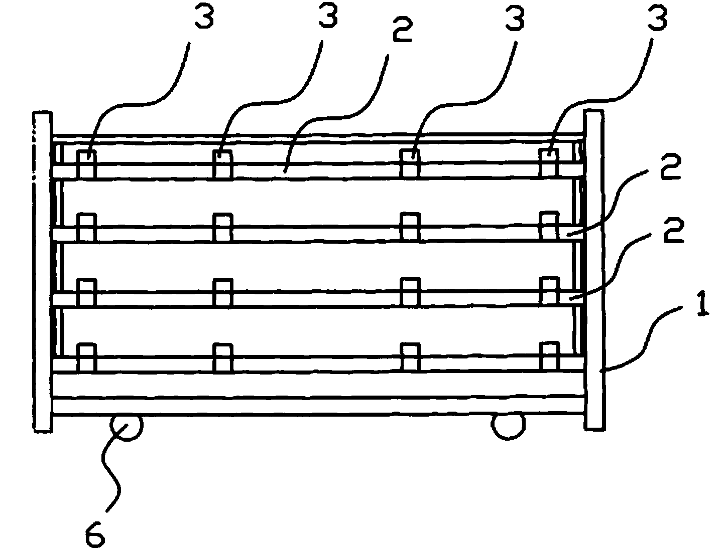 Shaft body placing frame