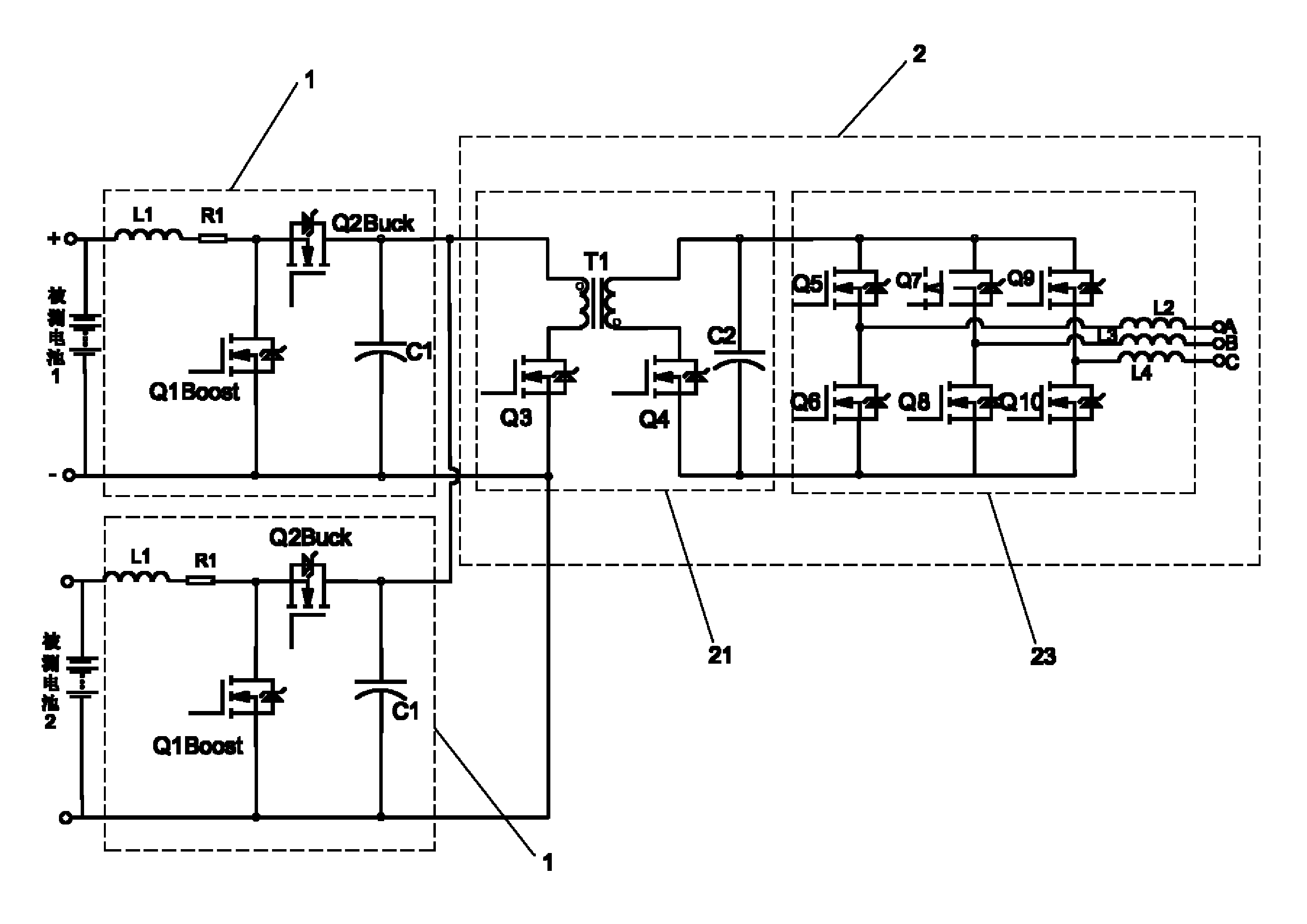 Method for energy-saving charging and discharging of cells and system for testing energy-saving charging and discharging of cells